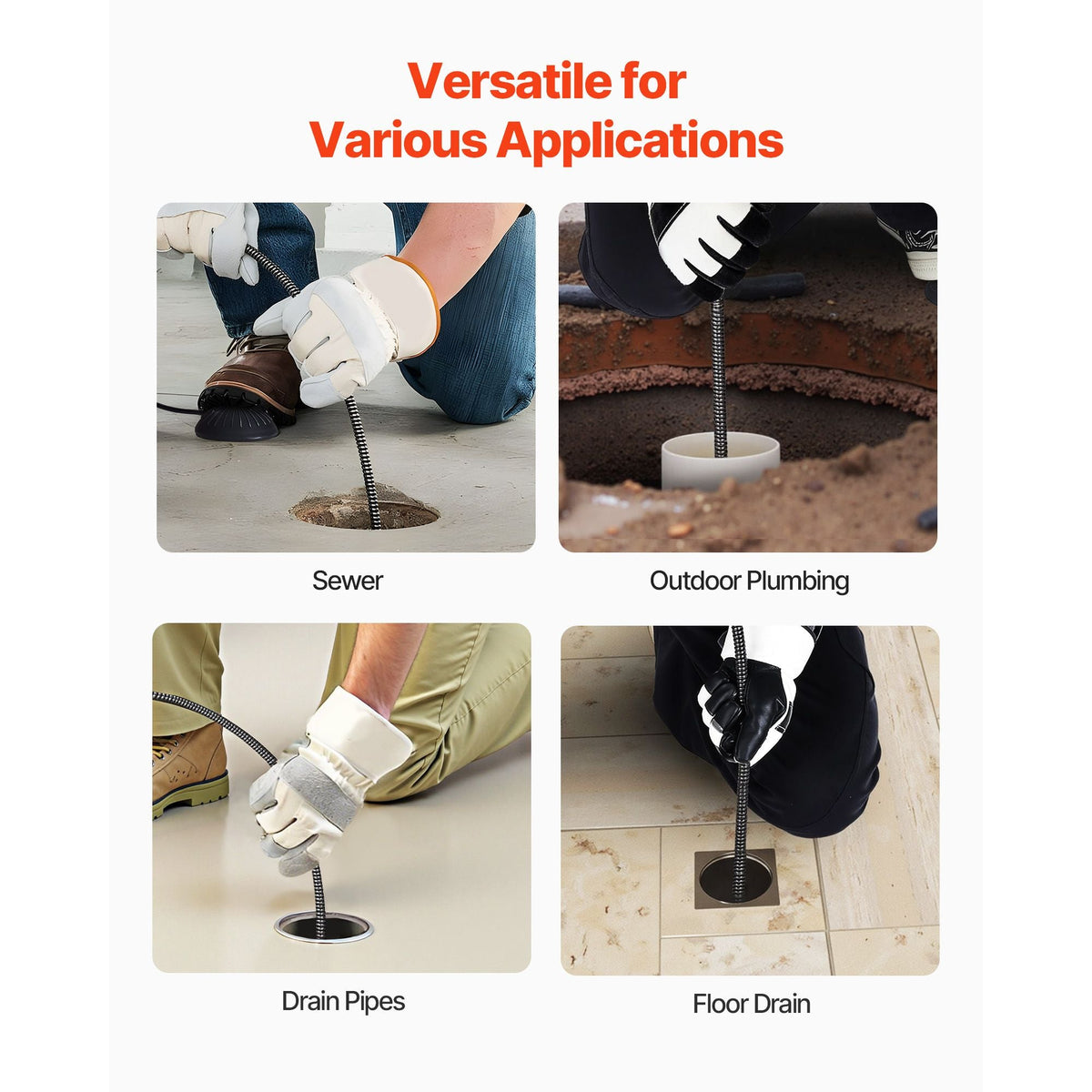Drain Cleaner Machine 100 FT x 3/4 Inch, Auto Feed Sewer Snake Auger on Wheels, Portable Drain Cleaning Machine with 4 Cutters & Air-activated Foot Switch for 4" to 8" Pipes