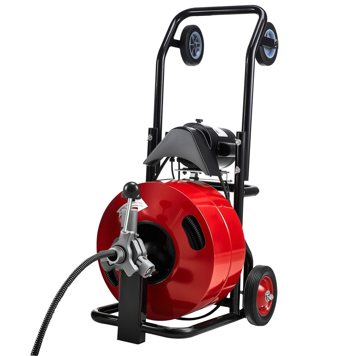 Drain Cleaner Machine 100 FT x 3/4 Inch, Auto Feed Sewer Snake Auger, Portable Drain Cleaning Machine with Multi-Wheel Combination, 6 Cutters & Air-Activated Foot Switch for 4" to 8" Pipes