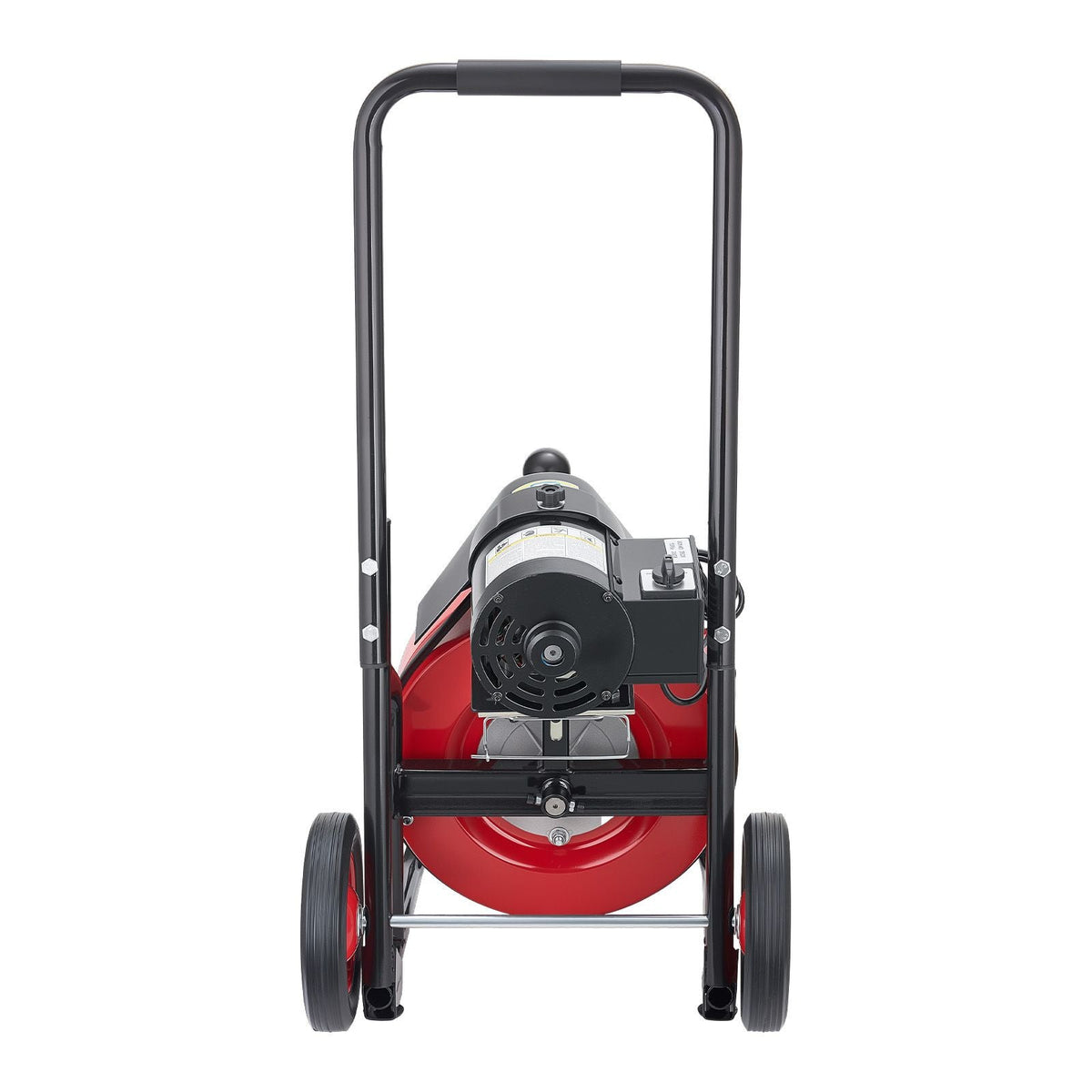 Drain Cleaner Machine 100 FT x 3/8 Inch, Auto Feed Sewer Snake Auger on Wheels, Portable Drain Cleaning Machine with 4 Cutters & Air-activated Foot Switch for 2" to 4" Pipes