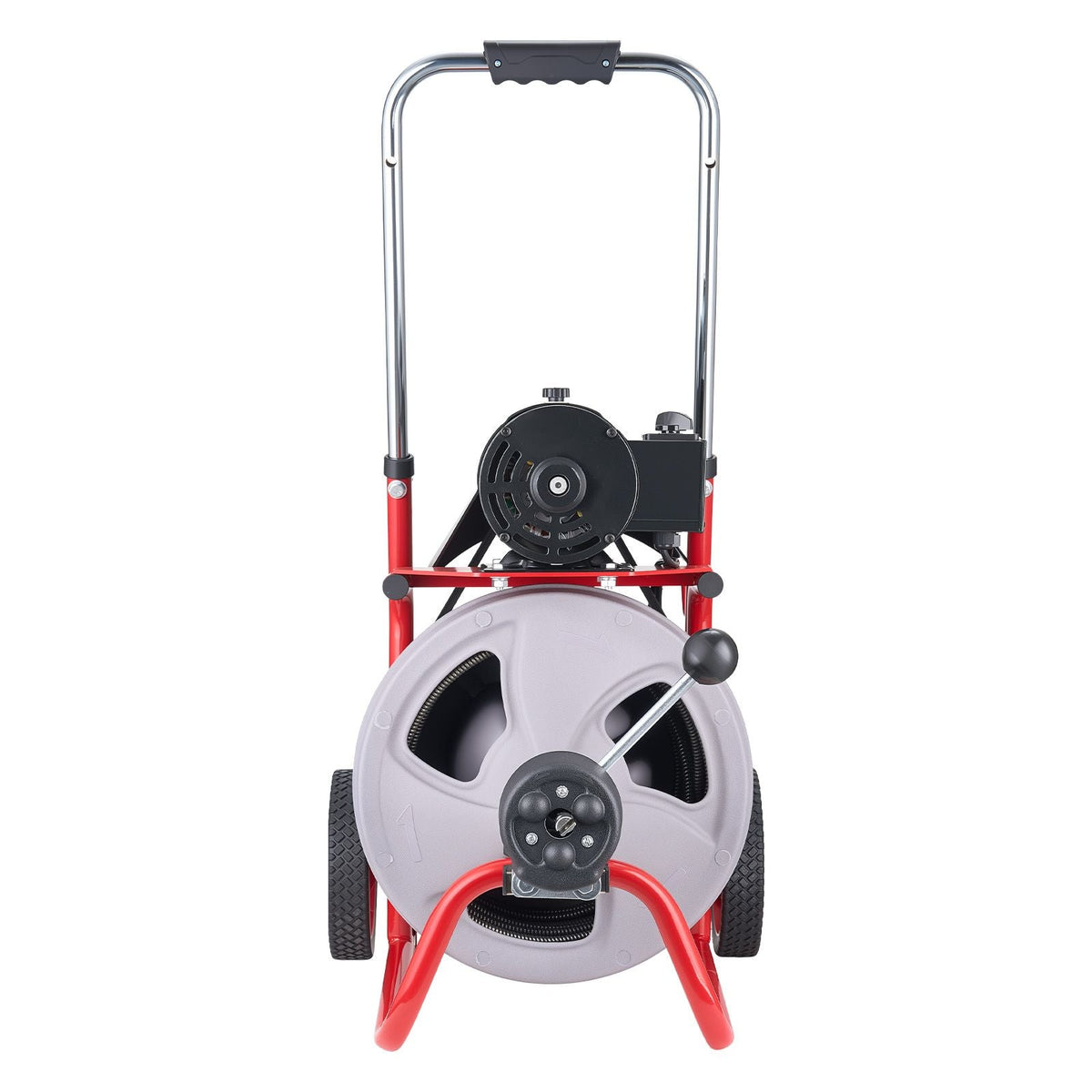 Drain Cleaner Machine 100 FT x 3/8 Inch, Auto Feed Sewer Snake Drain Auger on Wheels, Portable Drain Cleaning Machine with 8 Cutters & Air-Activated Foot Switch for 2" to 4" Pipes
