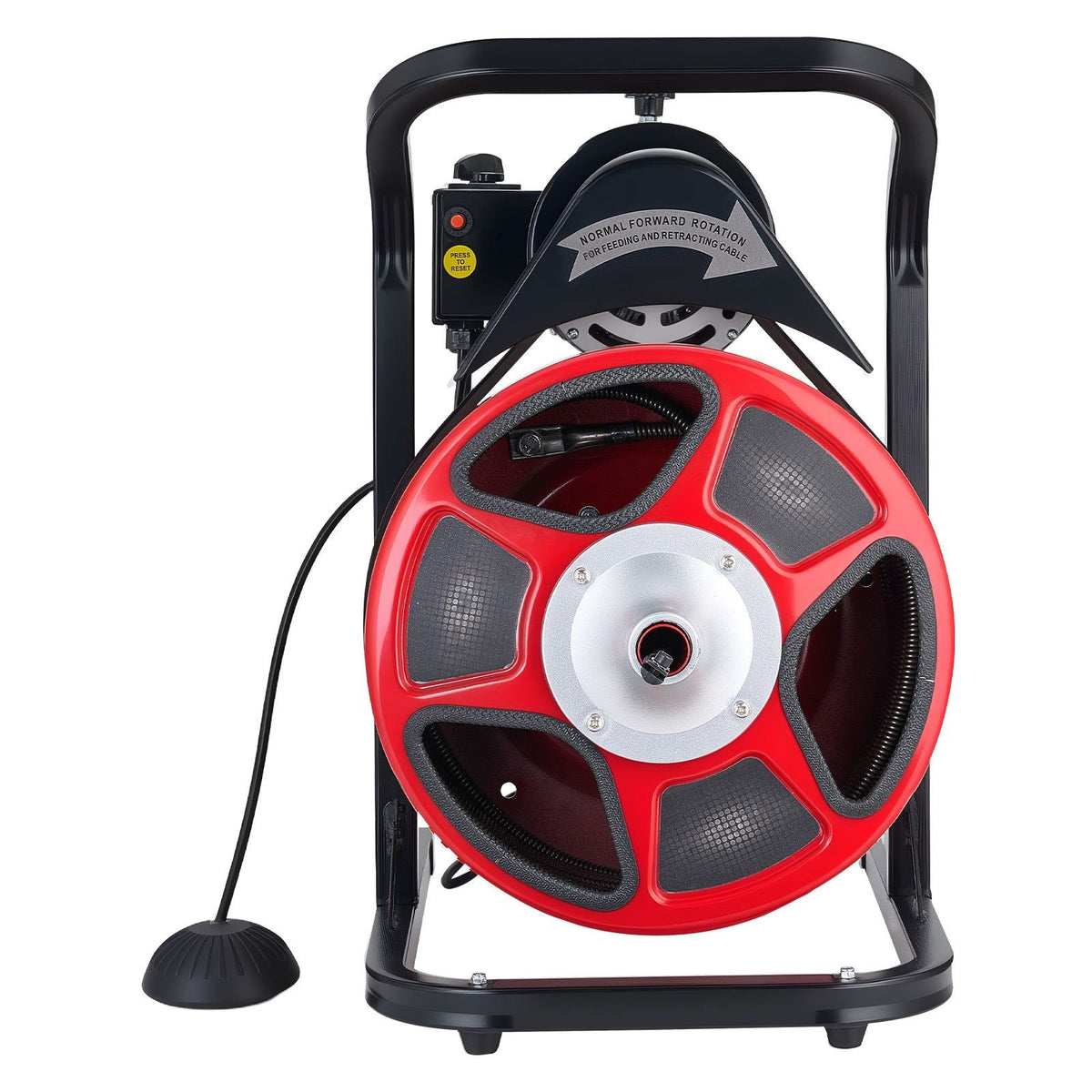 Drain Cleaner Machine 50 FT x 1/2 Inch, Manual Feed Sewer Snake Auger with 4 Cutters & Air-Activated Foot Switch for 2" to 6" Pipes