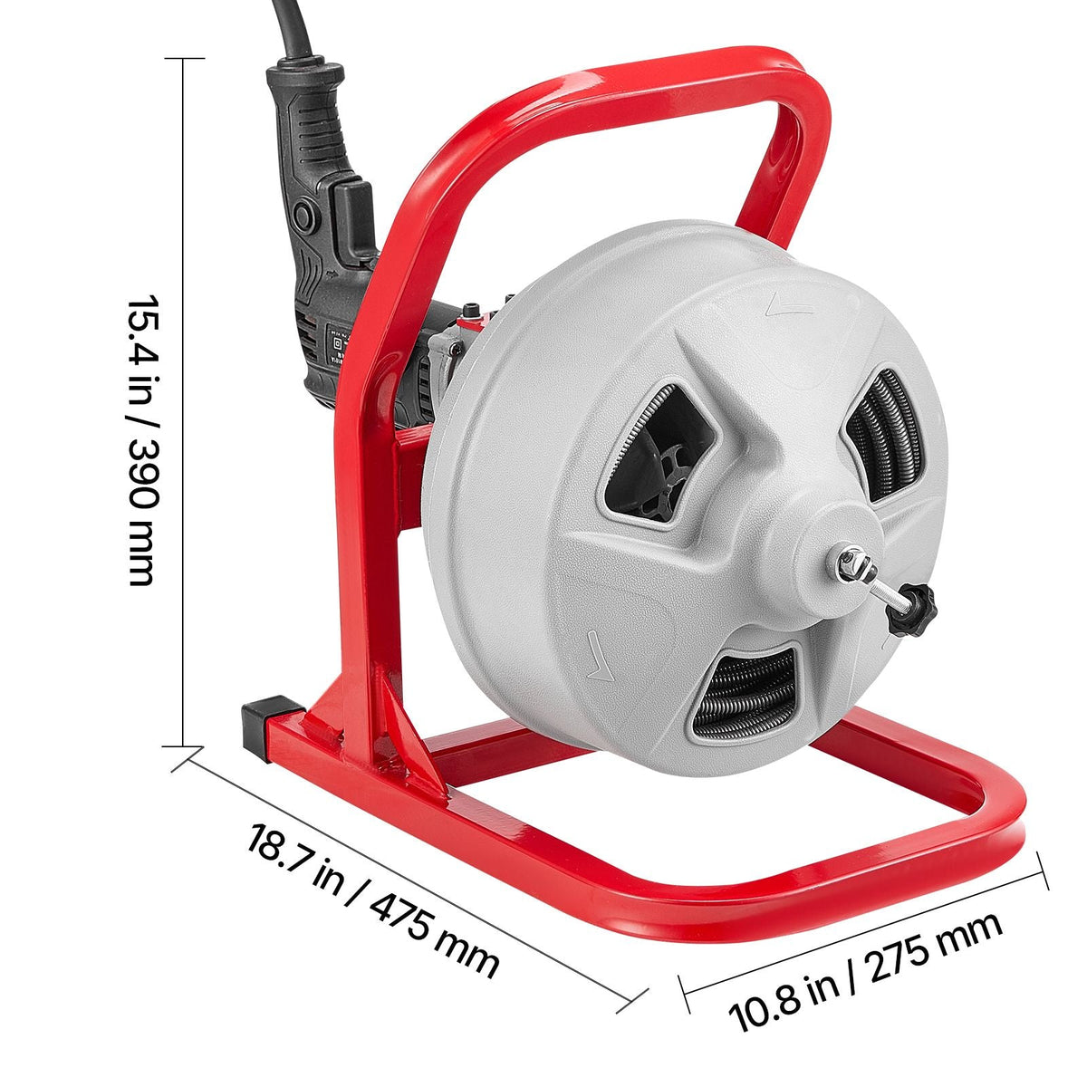 Drain Cleaner Machine 50 FT x 5/16 Inch, Sewer Snake Auger with 228RPM Electric Drill, Manual Feed Drain Cleaning Machine with 6 Cutters & Air-activated Foot Switch for 2" to 4" Pipes