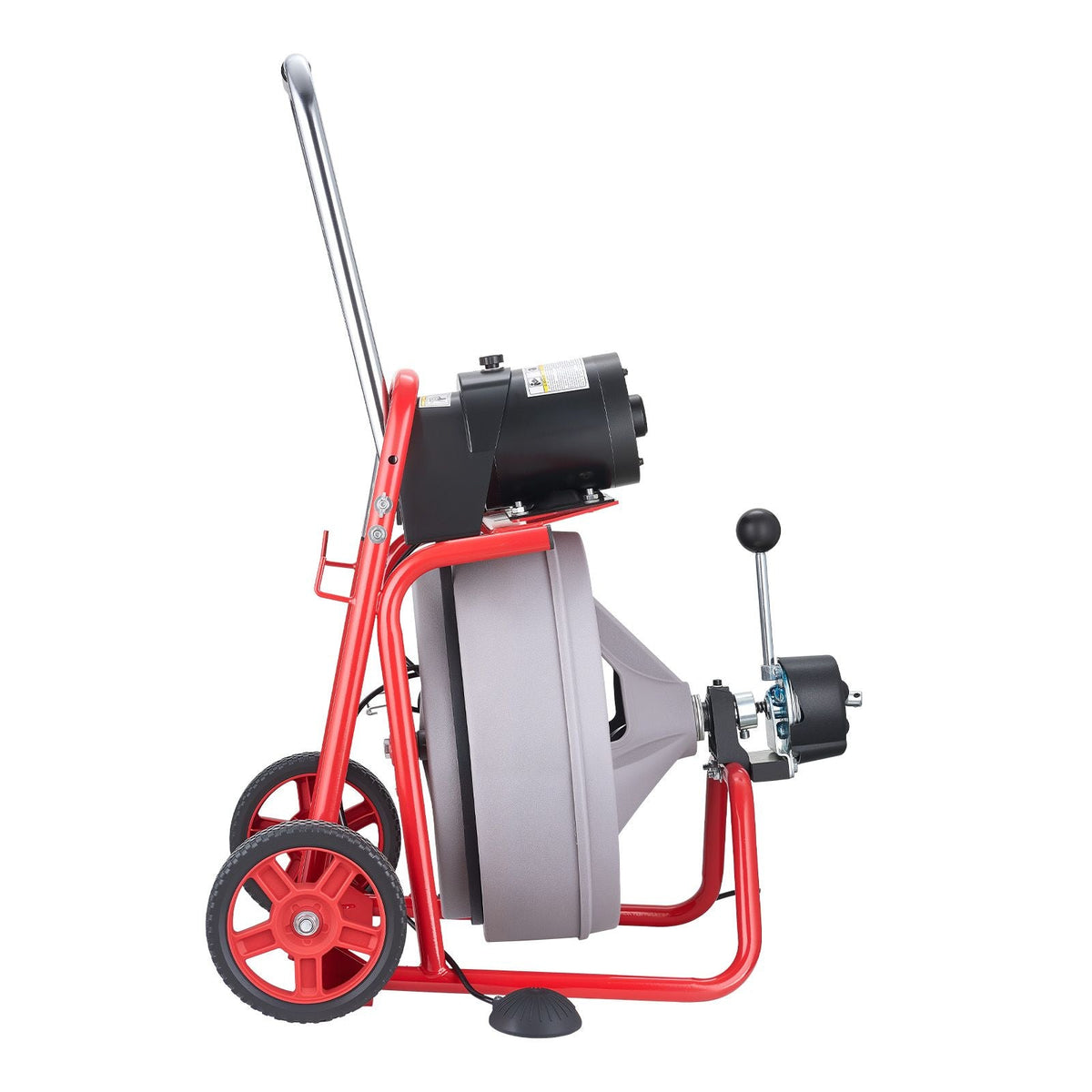Drain Cleaner Machine 75 FT x 1/2 Inch, Auto Feed Sewer Snake Drain Auger on Wheels, Portable Drain Cleaning Machine with 8 Cutters & Air-Activated Foot Switch for 2" to 6" Pipes
