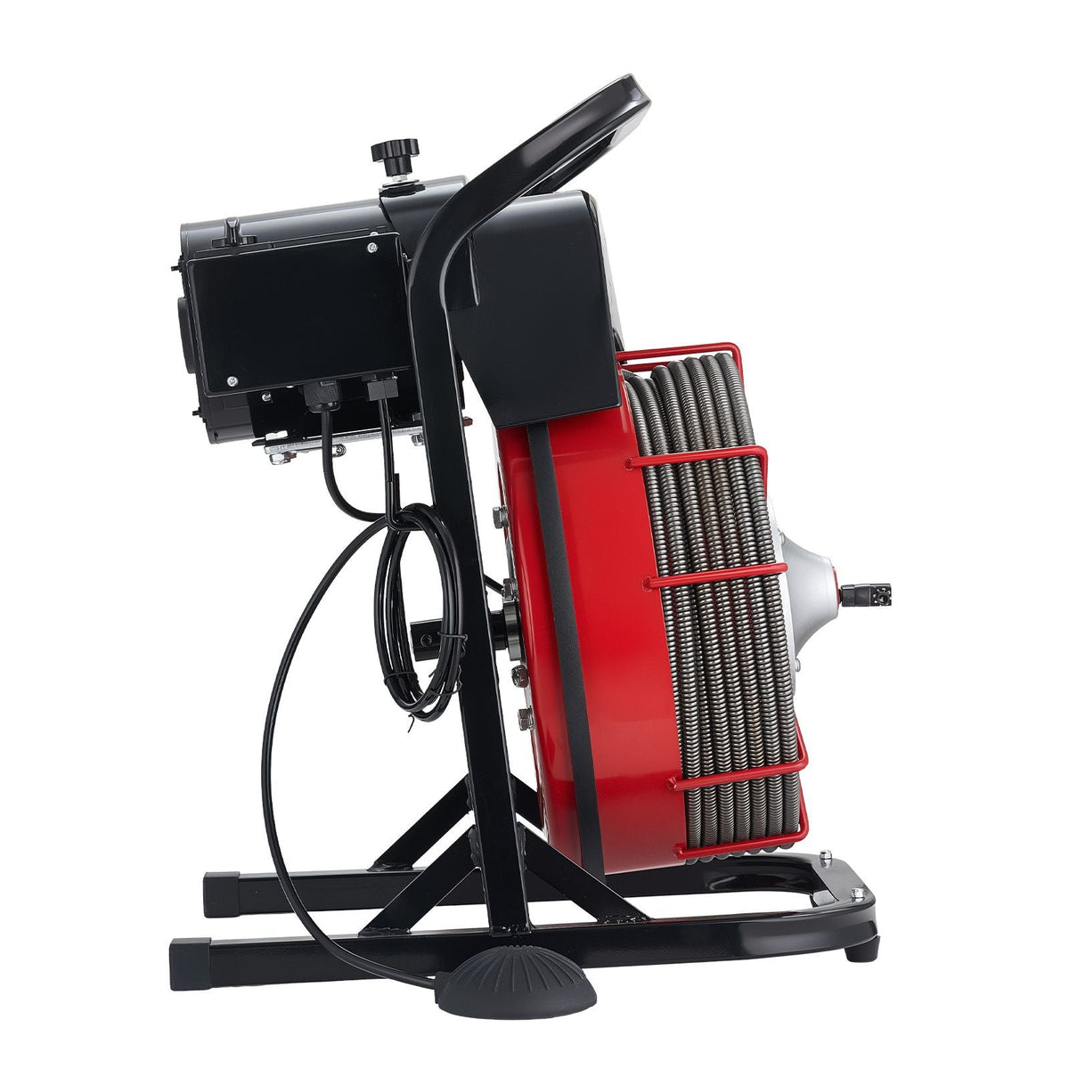 Drain Cleaner Machine 75 FT x 3/8 Inch, Sewer Snake Auger Manual Feed with 4 Cutters & Air-activated Foot Switch for 2" to 4" Pipes