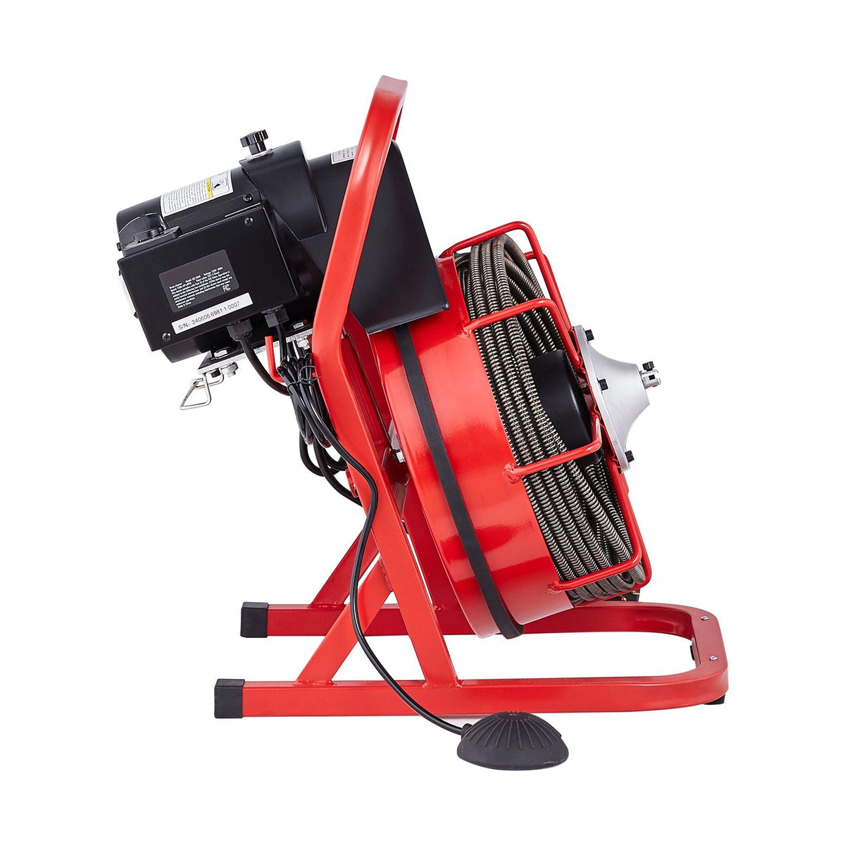 Drain Cleaner Machine 75FT x 3/8 Inch, Sewer Snake Auger Manual Feed, 250W Electric Drain Cleaning Machine with 4 Cutters & Air-activated Foot Switch for 2" to 4" Pipes