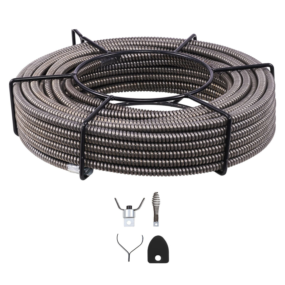 Drain Cleaning Cable 75 Feet x 1/2 Inch Solid Core Cable Sewer Cable Drain Auger Cable Cleaner Snake Clog Pipe Drain Cleaning Cable Sewer Drain Auger Snake Pipe
