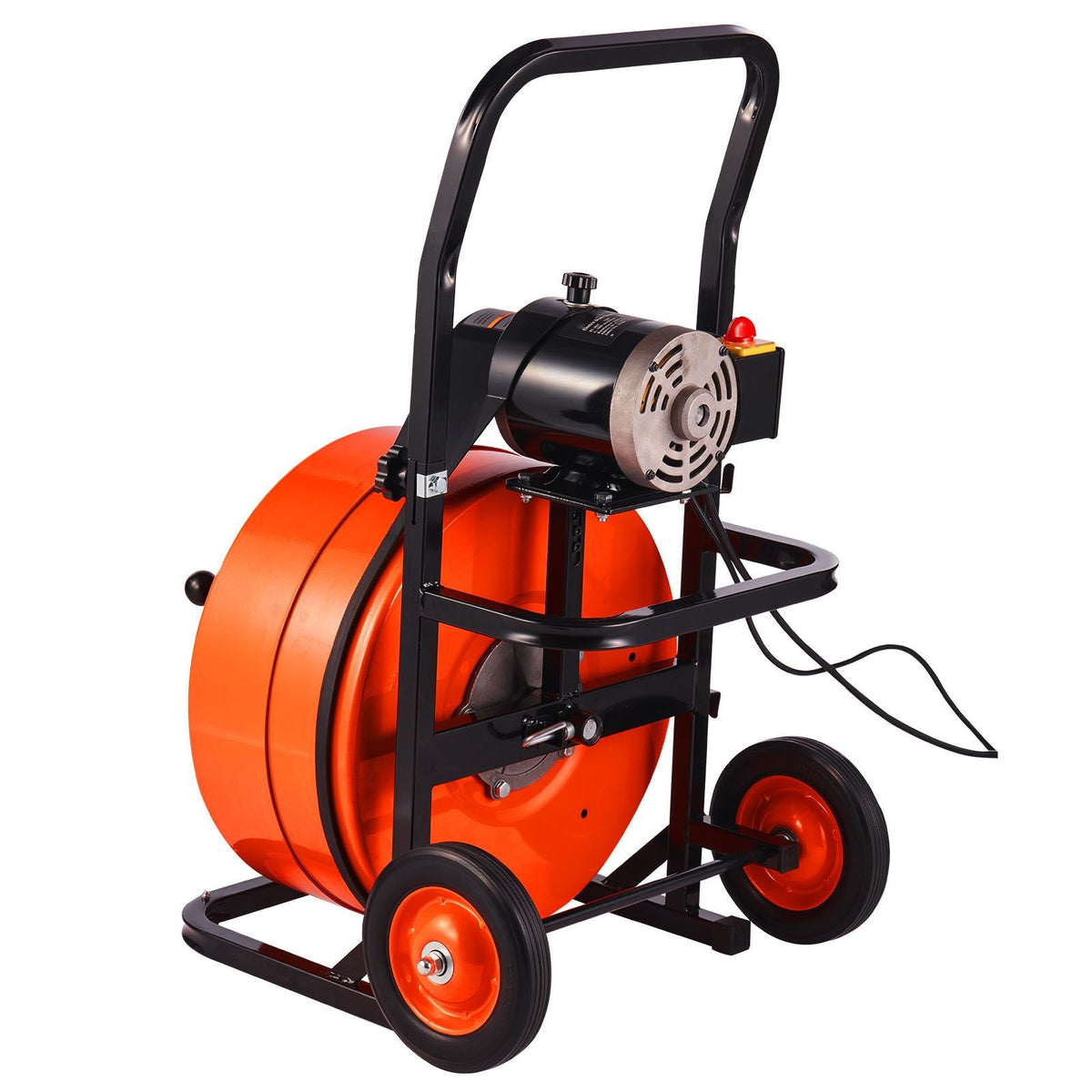 Drain Cleaning Machine 100FT x 3/4 Inch, Sewer Snake Machine Auto Feed, Drain Auger Cleaner with 4 Cutter & Air-Activated Foot Switch for 1" to 4" Pipes