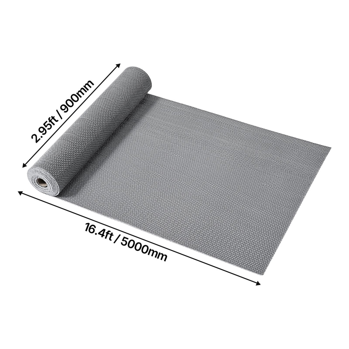 Drainage Mat, 3 x 16.4 ft, PVC Non Slip Commercial Floor Mat, Wet Area Water Drain Splash Matting Hollow Doormat Roll, for Outdoor Indoor Restaurant Swimming Pool Patio Bathroom Washroom, Gray