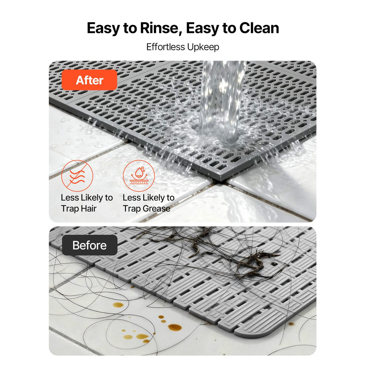 Drainage Mat, 3 x 50 ft, PVC Non Slip Commercial Floor Mat, Wet Area Water Drain Splash Matting Hollow Doormat Roll, for Outdoor Indoor Restaurant Swimming Pool Patio Bathroom Washroom, Black