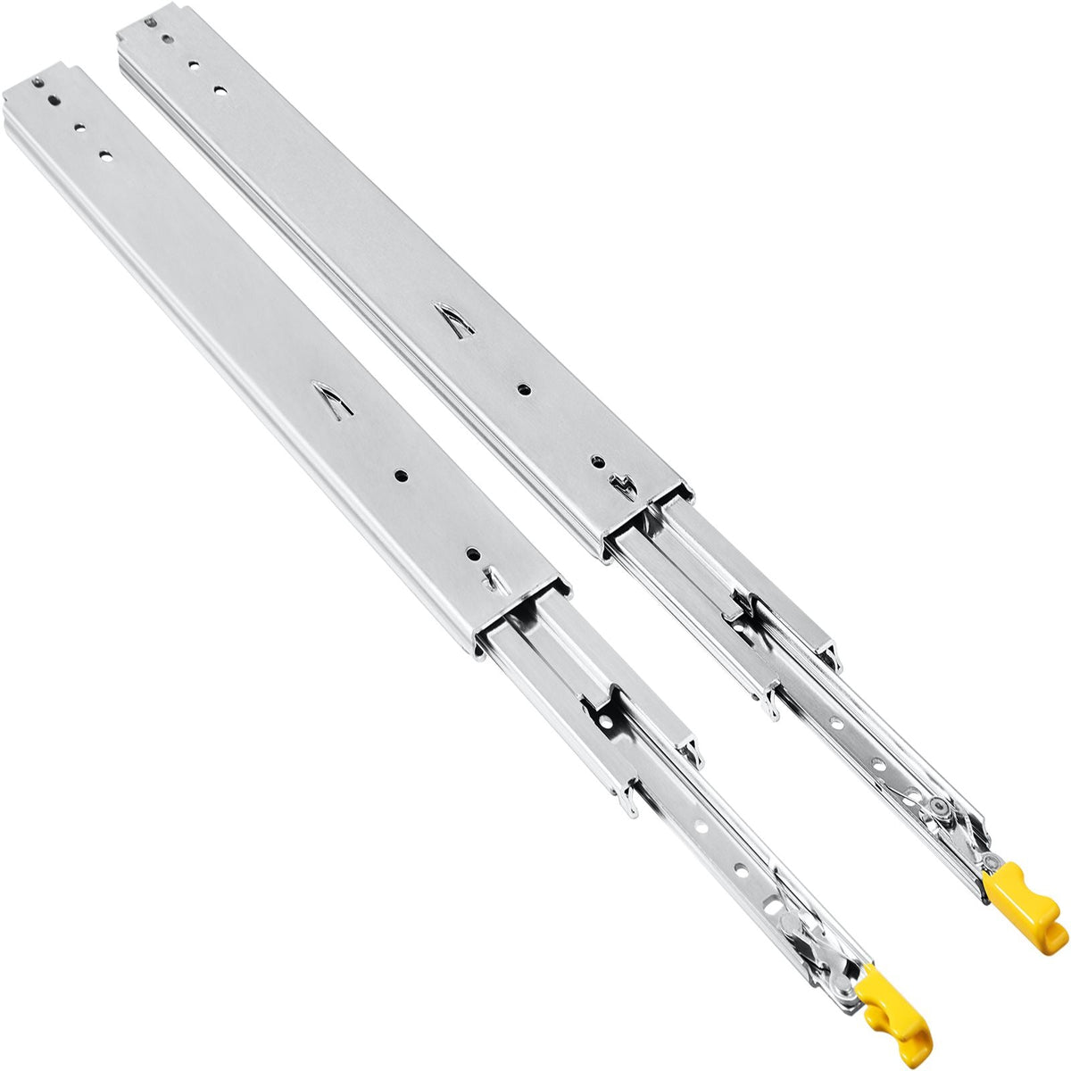 Drawer Slides with Lock, 1 Pair 36 inch, Heavy-Duty Industrial Steel up to 500 lbs Capacity, 3-Fold Full Extension, Ball Bearing Lock-in & Lock-Out, Side Mount