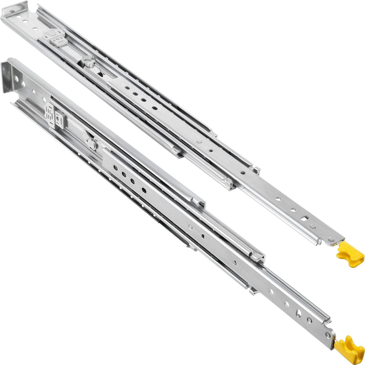 Drawer Slides with Lock, 1 Pair 36 inch, Heavy-Duty Industrial Steel up to 500 lbs Capacity, 3-Fold Full Extension, Ball Bearing Lock-in & Lock-Out, Side Mount