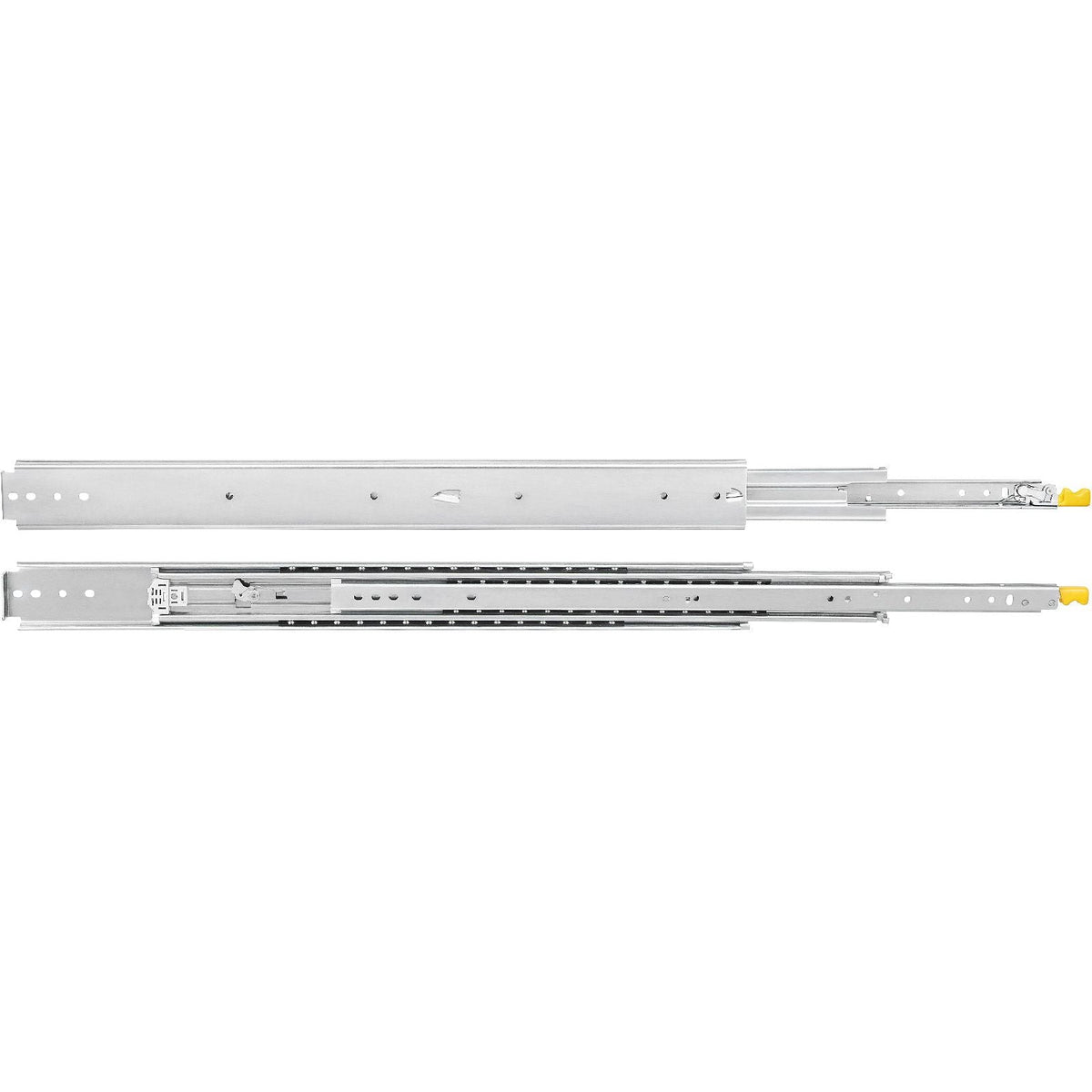 Drawer Slides with Lock, 1 Pair 48 inch, Heavy-Duty Industrial Steel up to 500 lbs Capacity, 3-Fold Full Extension, Ball Bearing Lock-in & Lock-Out, Side Mount