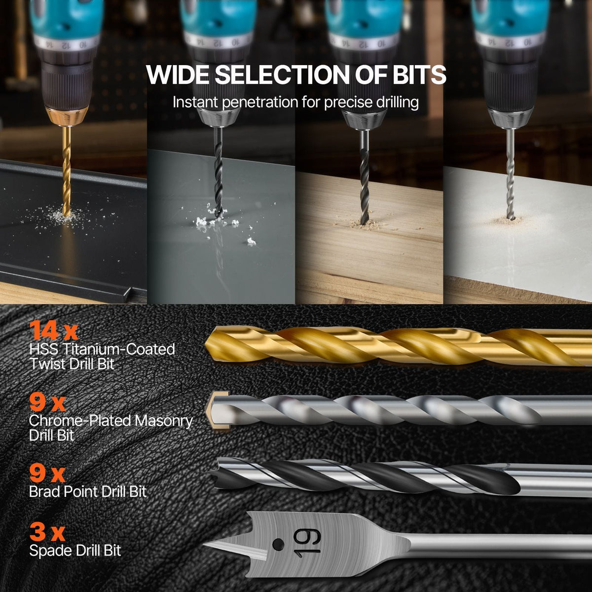 Drill Bit Set, 100 Pieces Drill and Driver Bit Set, Screwdriver Bit Set Suitable for Wood Metal Cement Drilling and Screw Driving, Drill Bit Sets Combo Kit Assorted in Organized Carrying Case