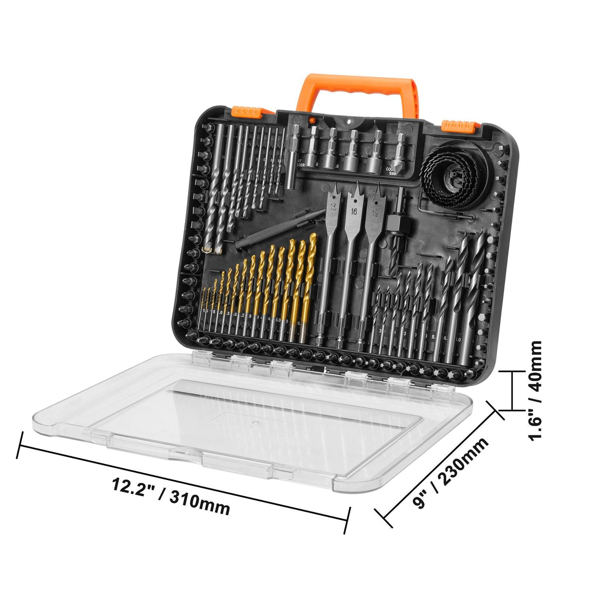 Drill Bit Set, 100 Pieces Drill and Driver Bit Set, Screwdriver Bit Set Suitable for Wood Metal Cement Drilling and Screw Driving, Drill Bit Sets Combo Kit Assorted in Organized Carrying Case