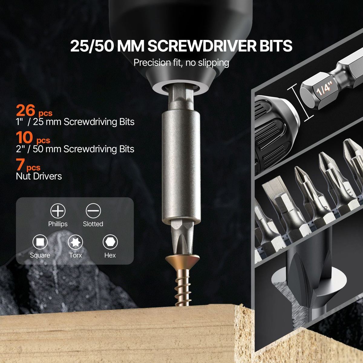 Drill Bit Set, 70 Pieces Drill and Driver Bit Set, Screwdriver Bit Set Suitable for Wood Metal Cement Drilling and Screw Driving, Drill Bit Sets Combo Kit Assorted in Organized Carrying Case
