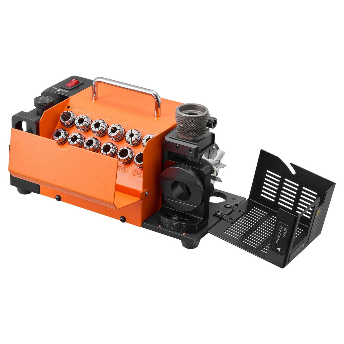 Drill Bits Sharpener MR-13B+, 3-15mm Drill Bit Grinder Sharpener with Adjustable Lip Relief Angle & 95°-135° Point Angle, 5800RPM High Speed Re-Sharpener with 13 Collets, CBN & SDC Wheels