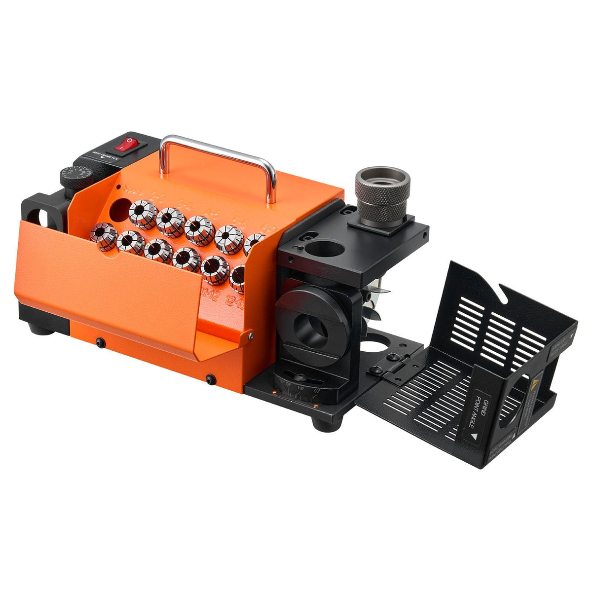 Drill Bits Sharpener MR-13D, 3–13mm Professional Drill Bit Grinder with Adjustable Lip Relief Angle, Front Cutting Lip & 95°-135° Point Angle, 5800RPM Re-Sharpener with 11 Collets & CBN Wheel