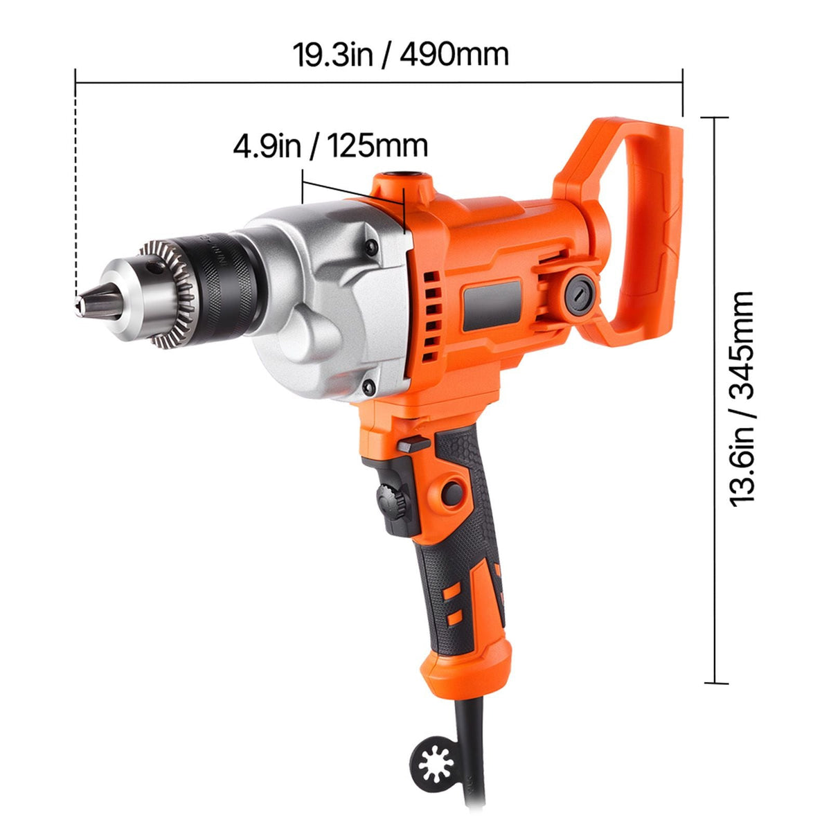 Drill Mixer, 1/2 inch Corded Electric Drill Mixer Set, 0-850RPM 5.4A Mixing Drills, Mixing Drills Machine with D-Handle for Drilling & Blending, Handheld Cement Mixers for Fodder, Paint, Cement