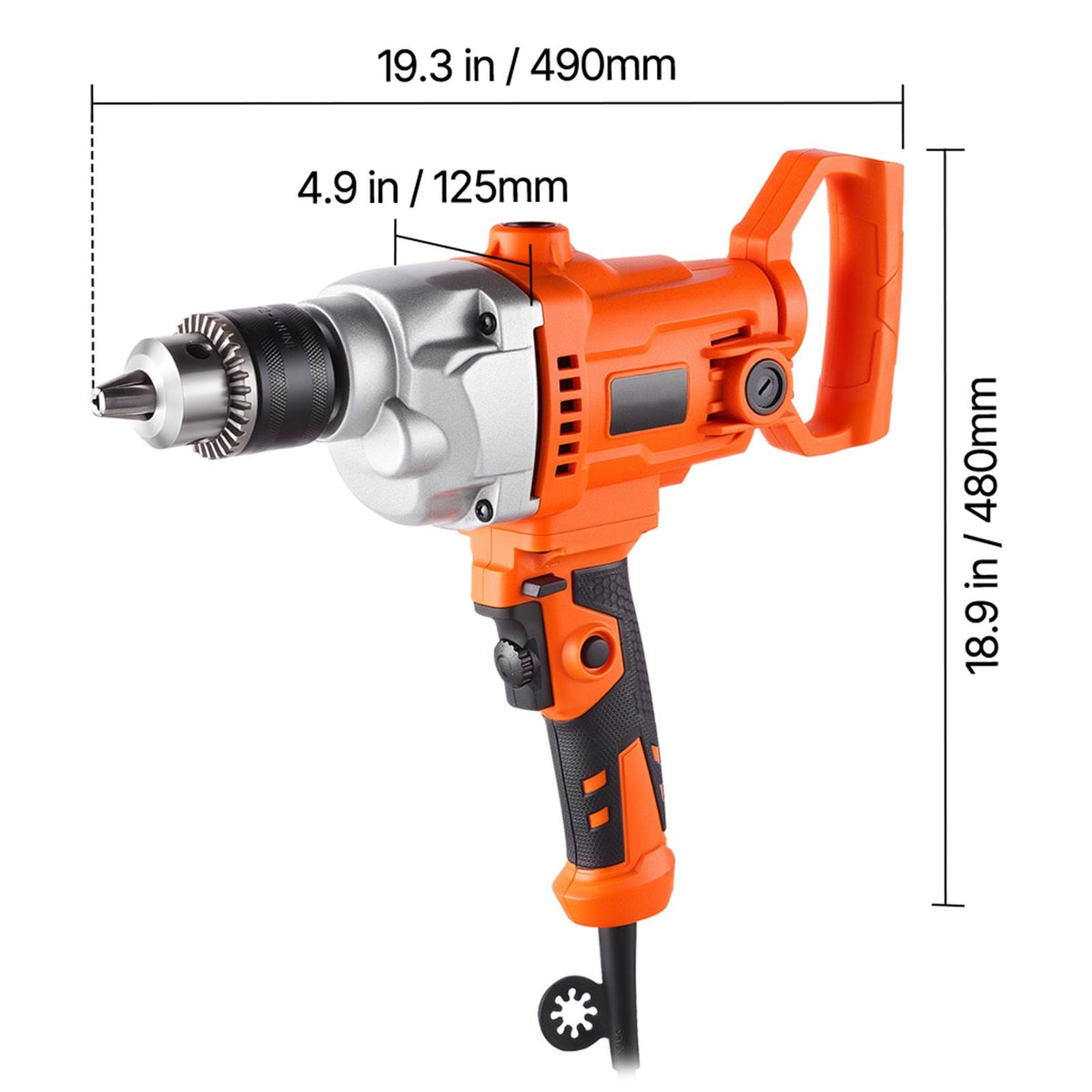 Drill Mixer, 5/8 inch Corded Electric Drill Mixer Set, 0-850RPM 5.8A Mixing Drills, Mixing Drills Machine with D-Handle for Drilling & Blending, Handheld Cement Mixers for Fodder, Paint, Cement