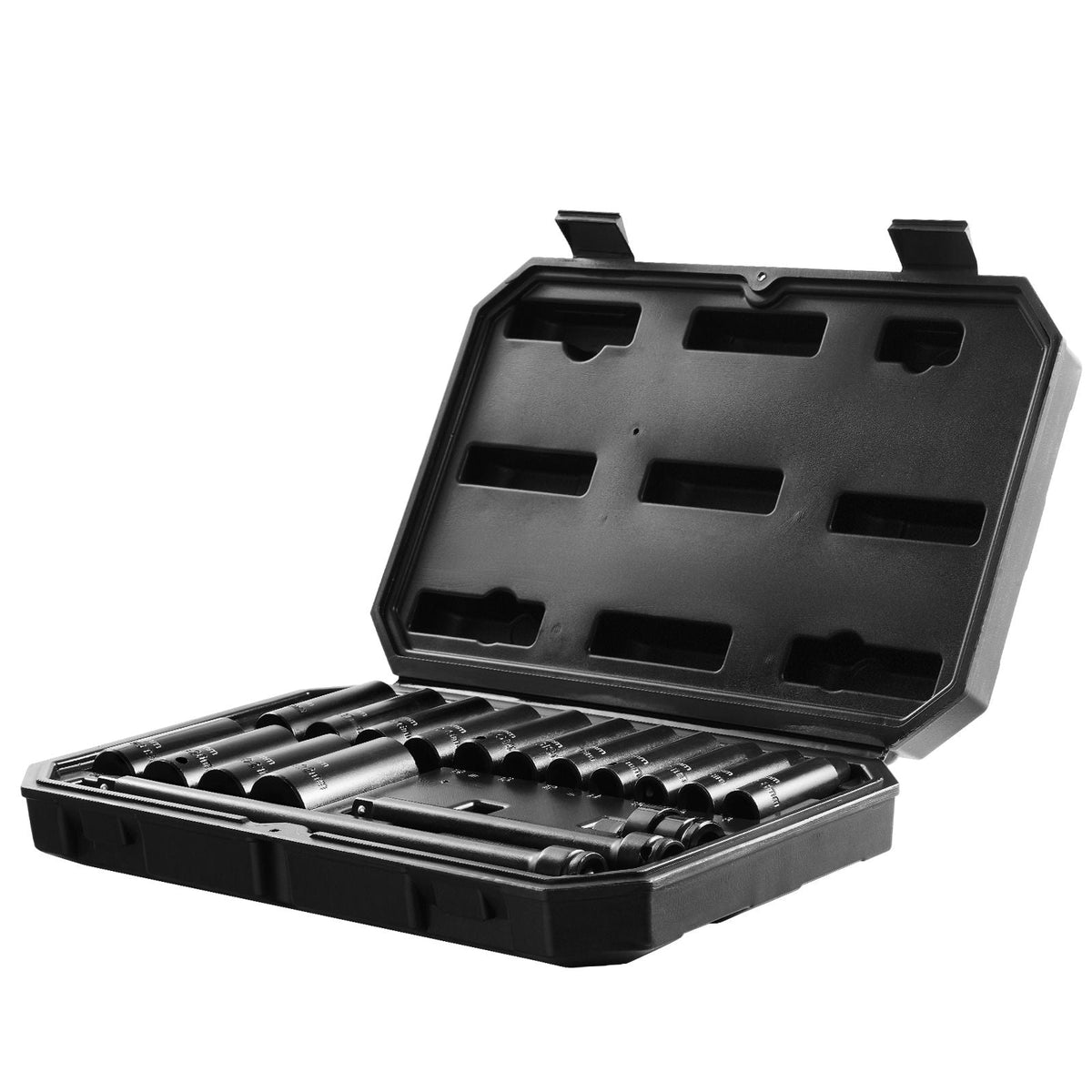 Drive Impact Socket Set 3/8" - 18 Piece Deep Socket Set Metric 8-22mm - 6 Point CR-V Alloy Steel for Auto Repair - Easy-to-Read Size Markings - Rugged Construction Includes Storage Case