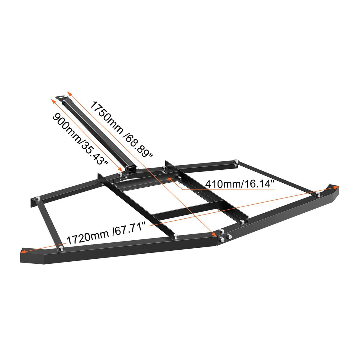 Driveway Drag, 67.7" Width Tow Behind Drag Harrow, Q235 Steel Driveway Grader with Adjustable Bars, Support up to 50 lbs, Driveway Tractor Harrow for ATVs, UTVs, Garden Lawn Tractors