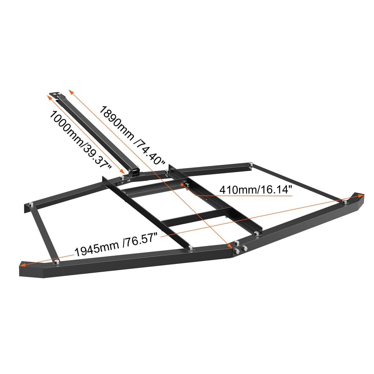 Driveway Drag, 76.57" Width Tow Behind Drag Harrow, Q235 Steel Driveway Grader with Adjustable Bars, Support up to 50 lbs, Driveway Tractor Harrow for ATVs, UTVs, Garden Lawn Tractors