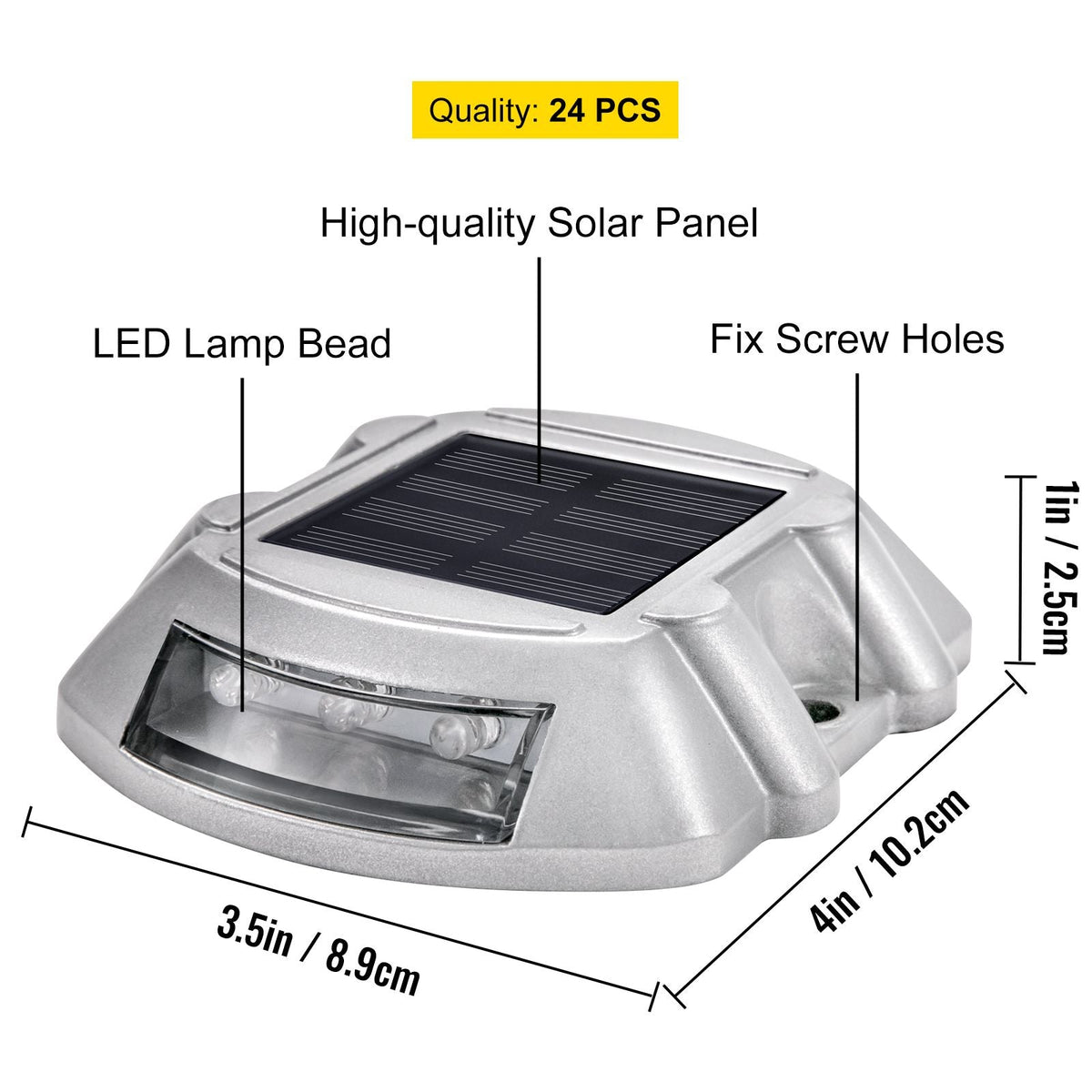 Driveway Lights 24-Pack Solar Driveway Lights Bright White with Screw Solar Deck Lights Outdoor Waterproof Wireless Dock Lights 6 LEDs for Path Warning Garden Walkway Sidewalk Steps