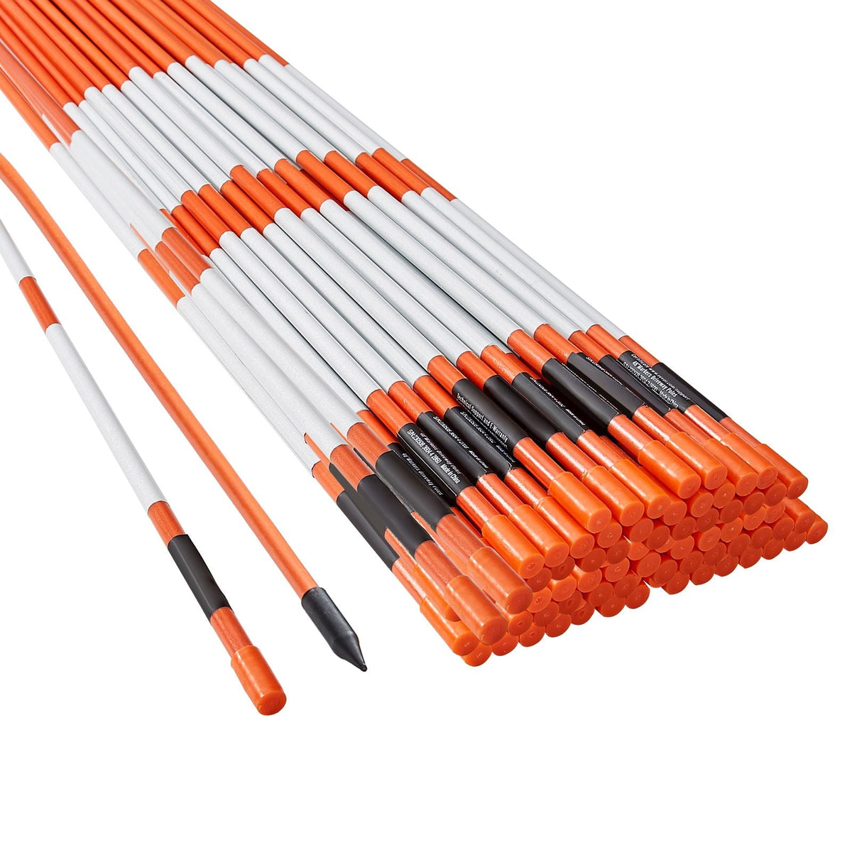 Driveway Markers, 100 PCS 48 inch, 0.31-in Diameter, Orange Fiberglass Poles Snow Stakes with Reflective Tape, 12" Steel Drill Bit & Protection Gloves for Parking Lots, Walkways Easy Visibility