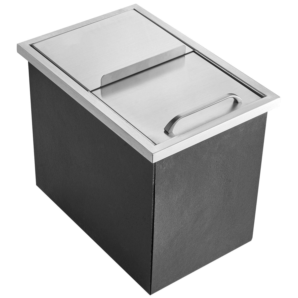 Drop in Ice Chest, 18"L x 12"W x 14.5"H Stainless Steel Ice Cooler, Commercial Ice Bin with Sliding Cover, 40.9 qt Outdoor Kitchen Ice Bar, Drain-pipe and Drain Plug Included, for Cold Wine Beer