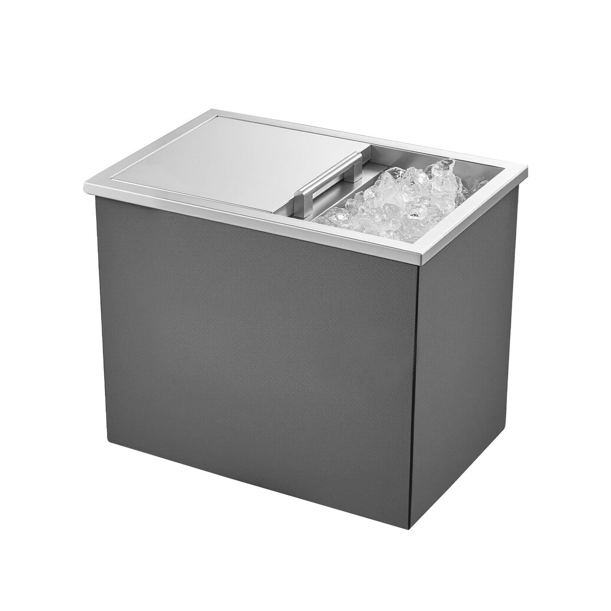 Drop in Ice Chest, 18"L x 12"W x 15"H Stainless Steel Drop in Cooler, 28.6 Quart Commercial Ice Bin with Sliding Lid for Outdoor Kitchen Patio Bar, Drain-pipe Set Included, for Cold Wine Beer
