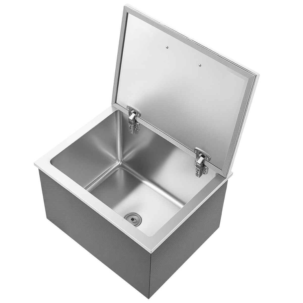 Drop in Ice Chest, 20"L x 16"W x 13"H Stainless Steel Drop in Cooler, 44.7 Quart Commercial Ice Bin with Flip Lid for Outdoor Kitchen Patio Bar, Drain-pipe Set Included, for Cold Wine Beer
