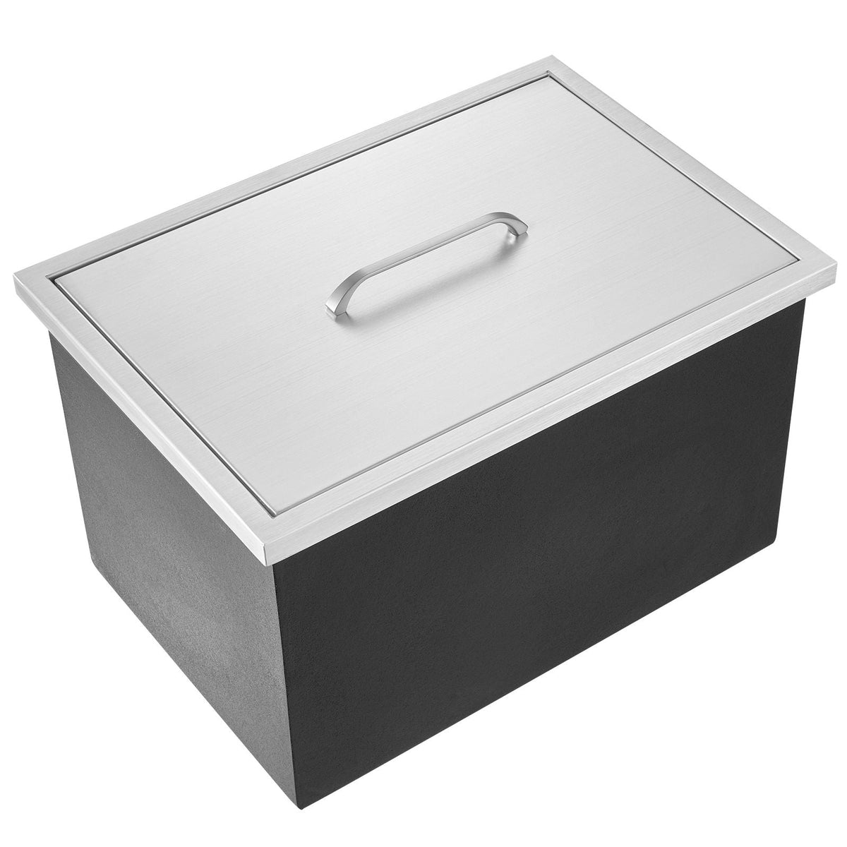 Drop in Ice Chest, 21"L x 17"W x 18"H Stainless Steel Ice Cooler, Commercial Ice Bin with Cover, 40 qt Outdoor Kitchen Ice Bar, Drain-pipe and Drain Plug Included, for Cold Wine Beer
