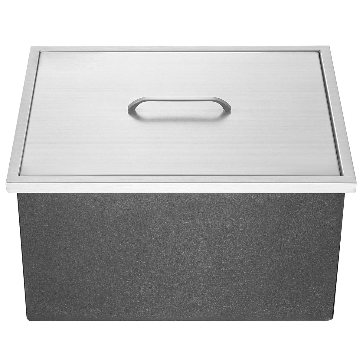Drop in Ice Chest, 22"L x 17"W x 12"H Stainless Steel Ice Cooler, Commercial Ice Bin with Cover, 40 qt Outdoor Kitchen Ice Bar, Drain-pipe and Drain Plug Included, for Cold Wine Beer