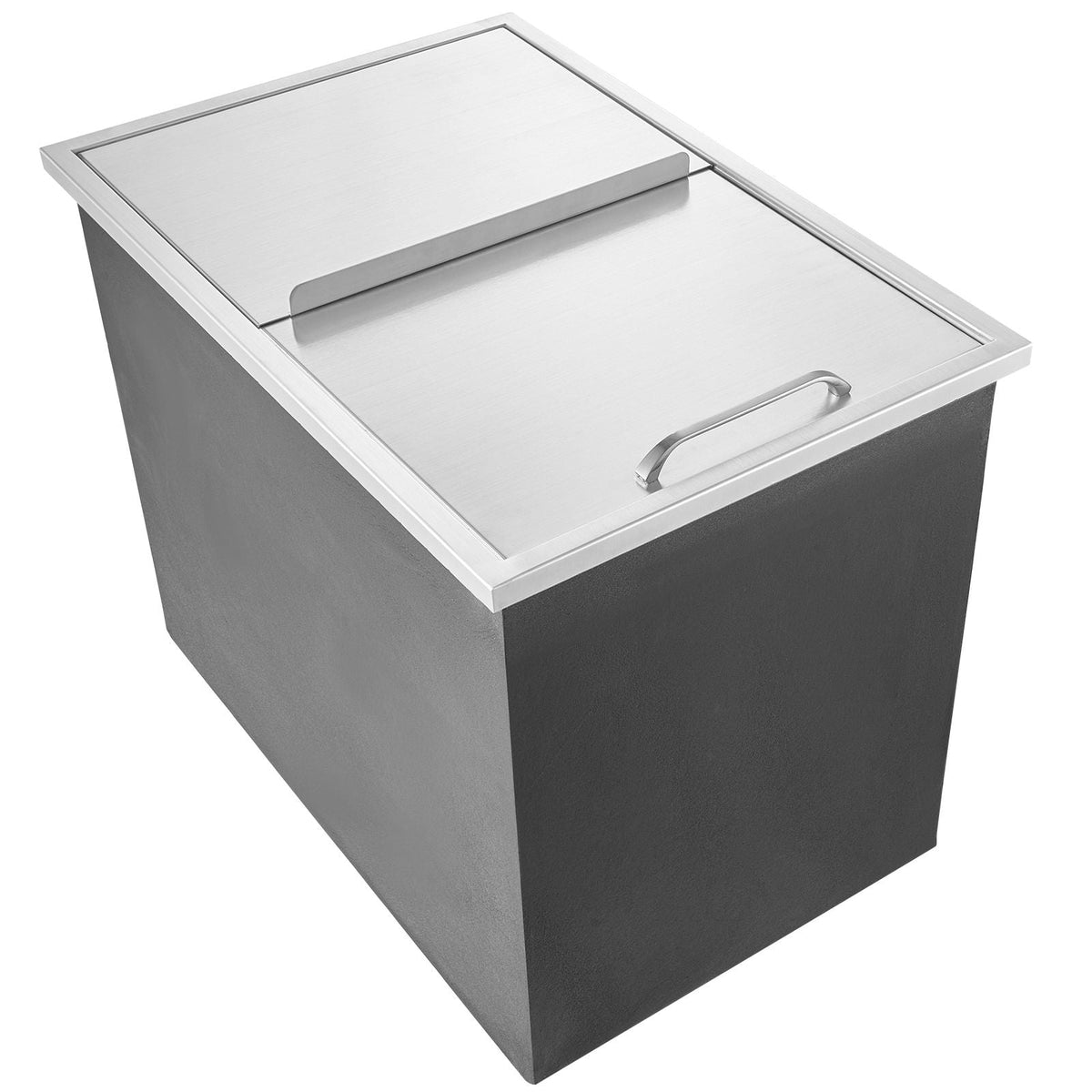 Drop in Ice Chest, 27"L x 18"W x 21"H Stainless Steel Ice Cooler, Commercial Ice Bin with Sliding Cover, 40.9 qt Outdoor Kitchen Ice Bar, Drain-pipe and Drain Plug Included, for Cold Wine Beer