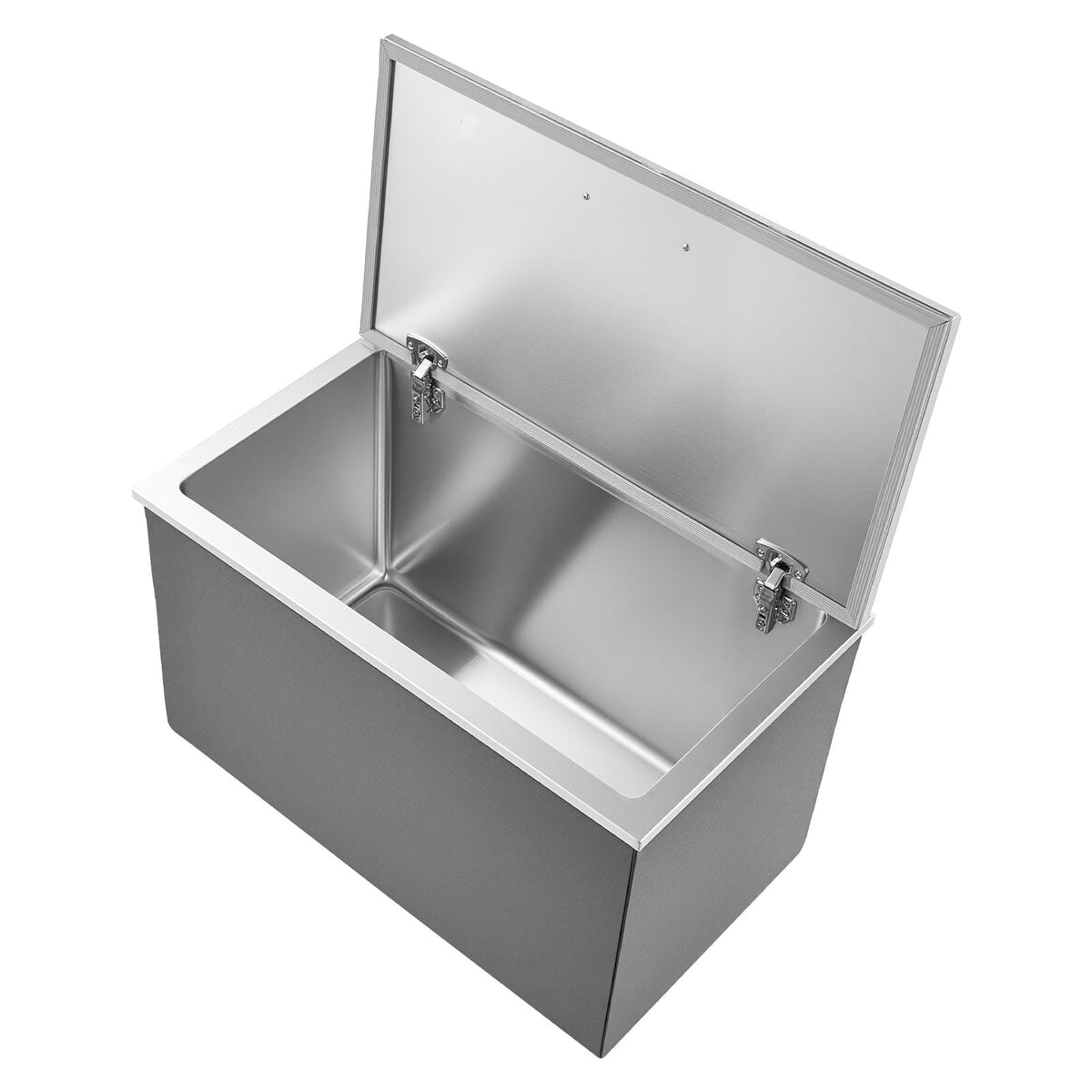 Drop in Ice Chest, 28"L x 16"W x 17"H Stainless Steel Drop in Cooler, 87.6 Quart Commercial Ice Bin with Flip Lid for Outdoor Kitchen Patio Bar, Drain-pipe Set Included, for Cold Wine Beer