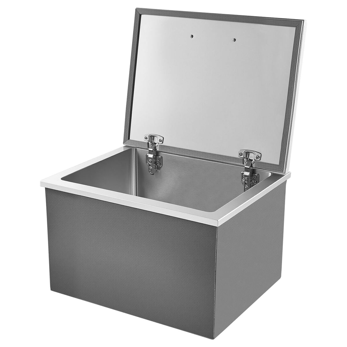 Drop in Ice Chest, 28"L x 20"W x 17"H Stainless Steel Drop in Cooler, 113.7 Quart Commercial Ice Bin with Flip Lid for Outdoor Kitchen Patio Bar, Drain-pipe Set Included, for Cold Wine Beer