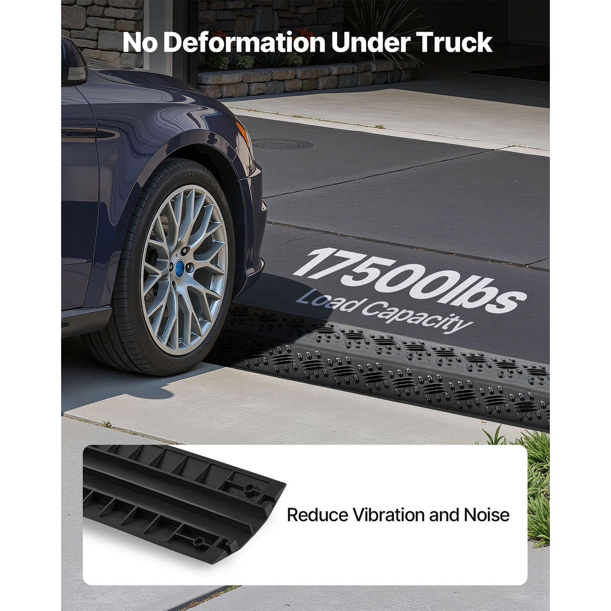 Drop Over Cable Cover, 17,500 lbs/Axle Load Capacity, Heavy Duty Cable Hose Protector Ramp, Floor Cord Cover, for High Walking Traffic Areas, Indoor, Outdoor, Home, Office, Warehouse, 2 Pack