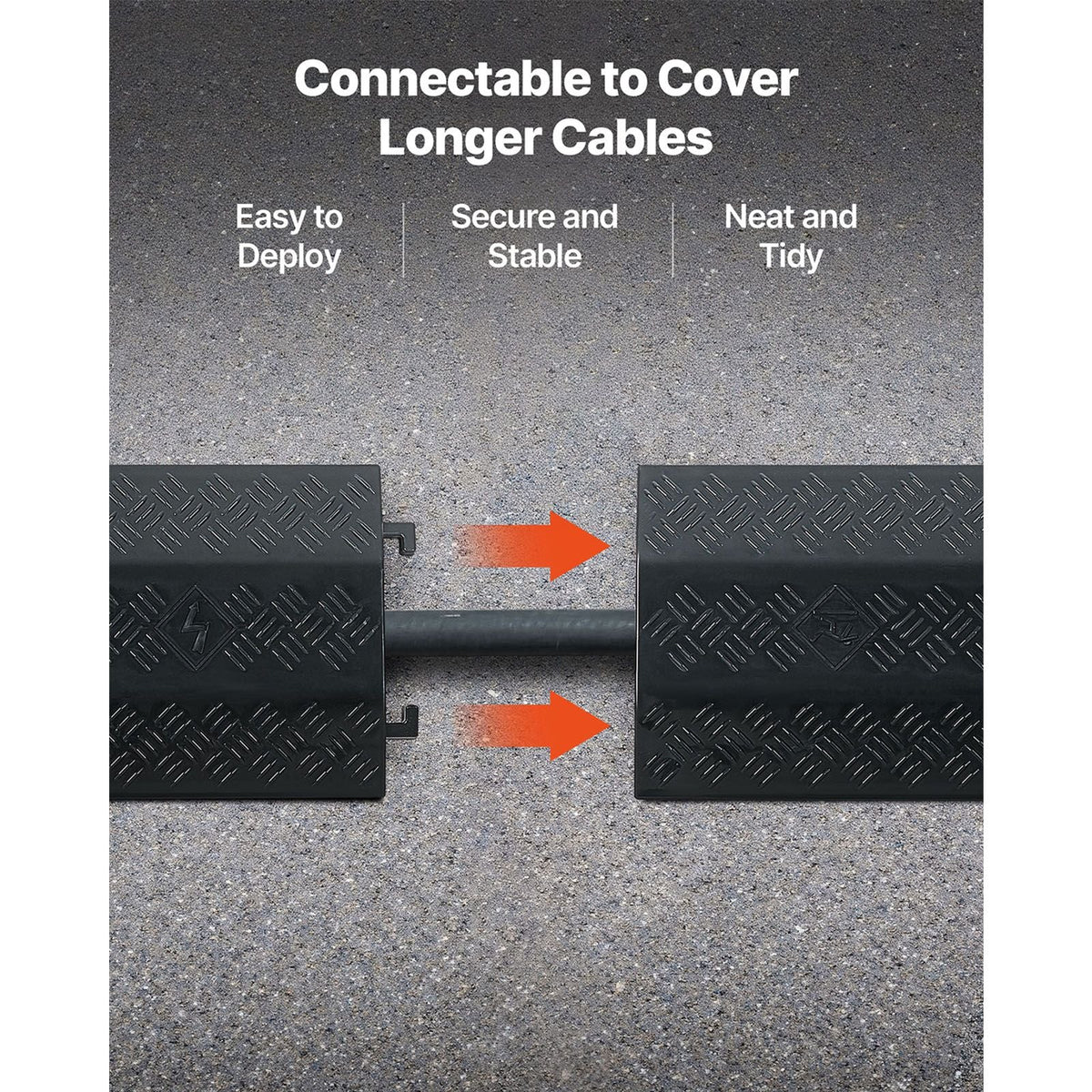Drop Over Cable Cover, 17,500 lbs/Axle Load Capacity, Heavy Duty Cable Hose Protector Ramp, Floor Cord Cover, for High Walking Traffic Areas, Indoor, Outdoor, Home, Office, Warehouse, 3 Pack