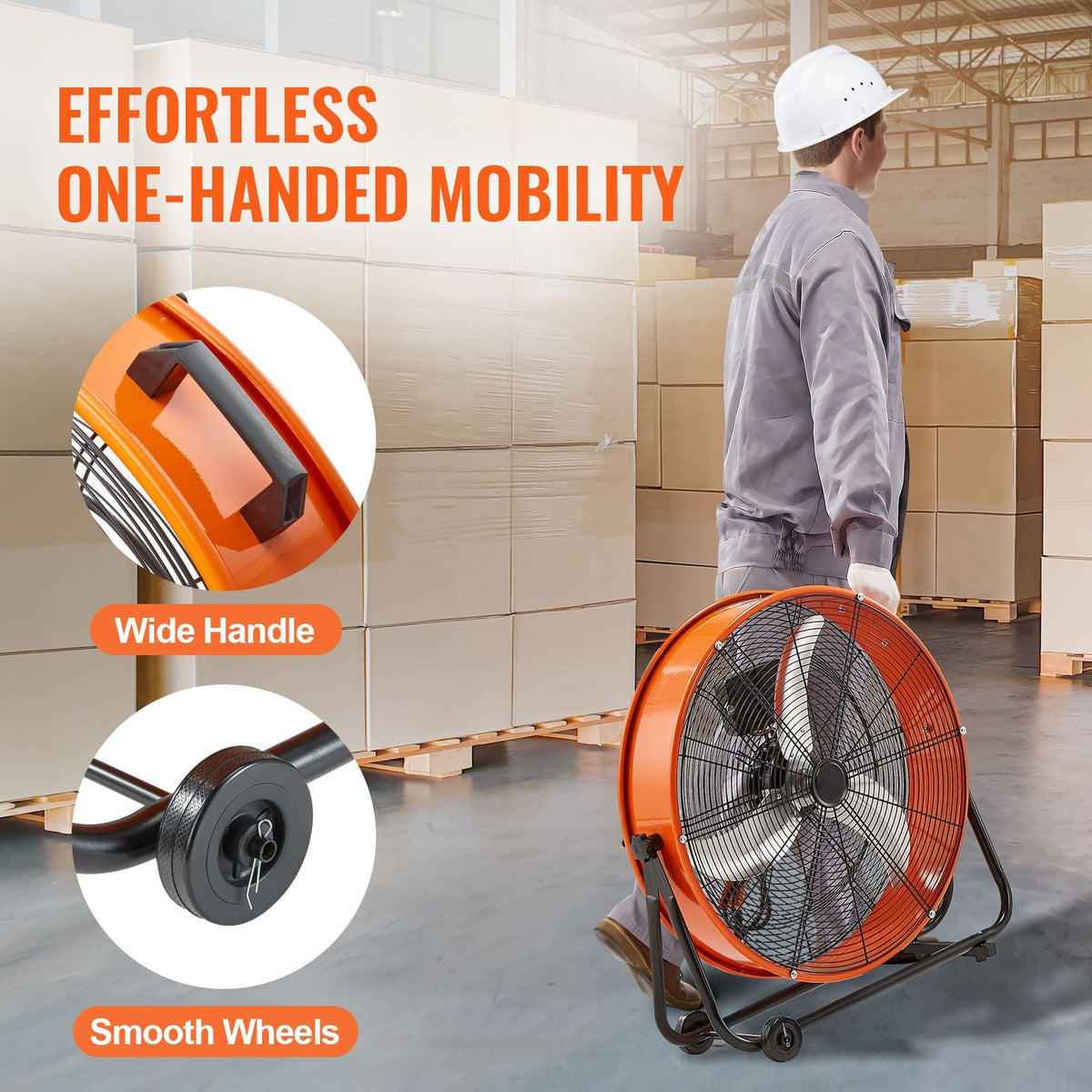 Drum Fan, 24 Inch High Velocity Industrial Shop Fan, Heavy Duty Commercial Use 3-Speed 8600CFM, 360°Adjustable Tilting,0-2h Timer Industrial Floor Fan for Warehouse,Workshop,Factory, Basement