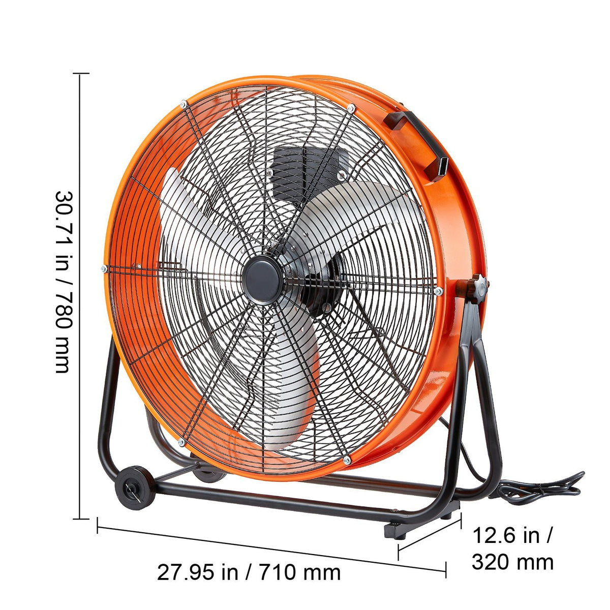 Drum Fan, 24 Inch High Velocity Industrial Shop Fan, Heavy Duty Commercial Use 3-Speed 8600CFM, 360°Adjustable Tilting,0-2h Timer Industrial Floor Fan for Warehouse,Workshop,Factory, Basement
