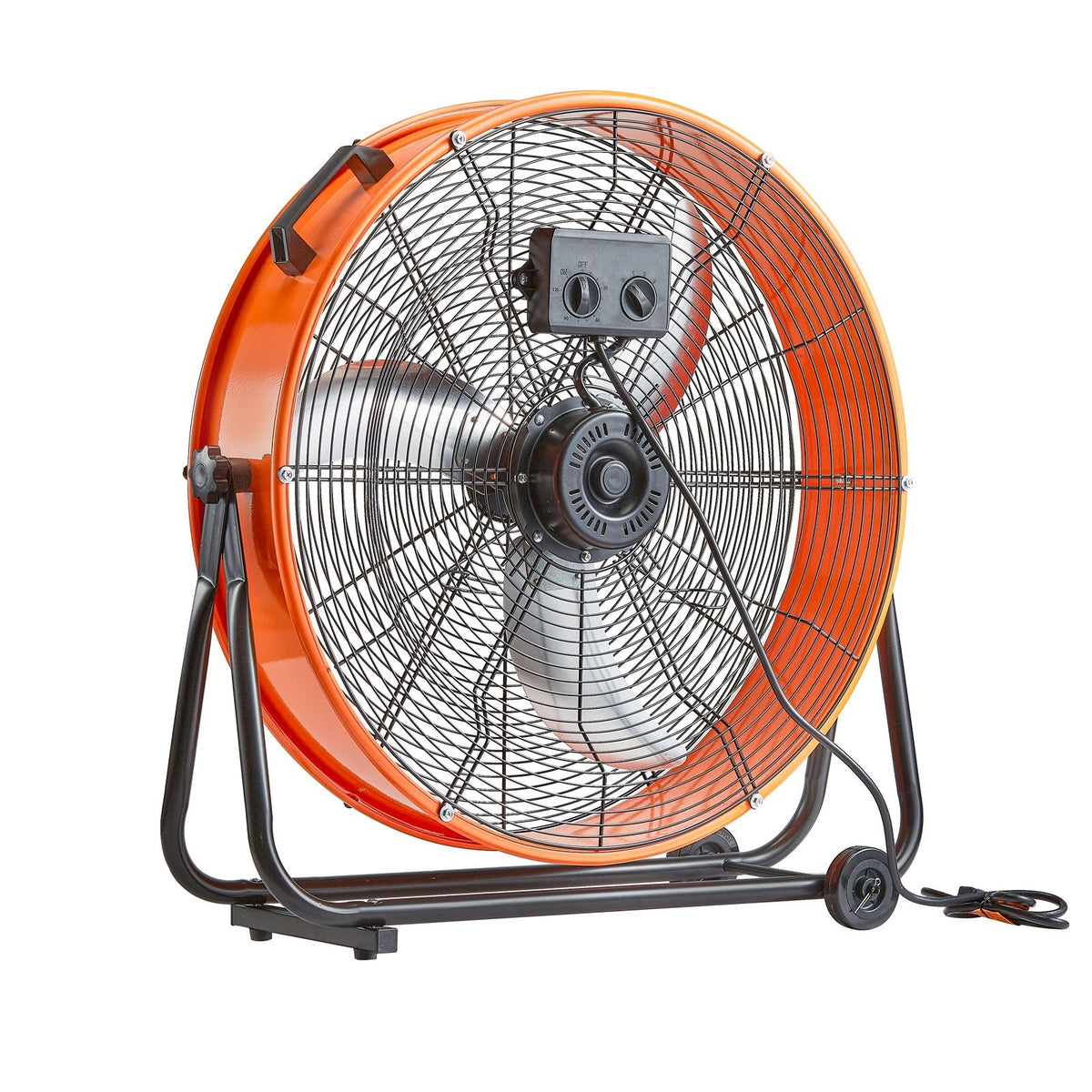 Drum Fan, 24 Inch High Velocity Industrial Shop Fan, Heavy Duty Commercial Use 3-Speed 8600CFM, 360°Adjustable Tilting,0-2h Timer Industrial Floor Fan for Warehouse,Workshop,Factory, Basement