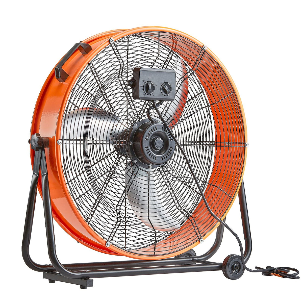 Drum Fan, 24 Inch High Velocity Industrial Shop Fan, Heavy Duty Commercial Use Infinitely Variable Speed 7935CFM,360°Adjustable Tilting Industrial Floor Fan for Warehouse,Workshop,Factory