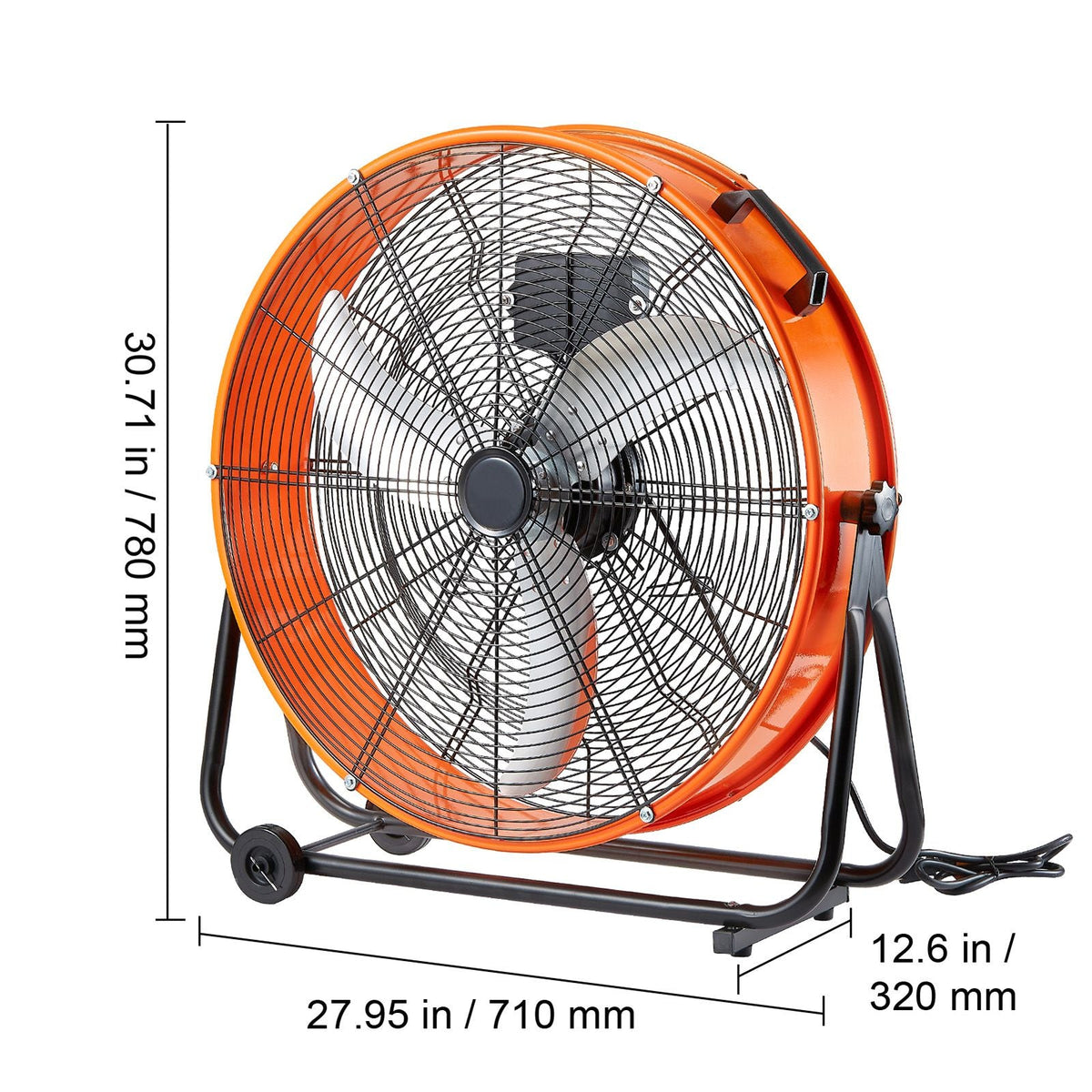 Drum Fan, 24 Inch High Velocity Industrial Shop Fan, Heavy Duty Commercial Use Infinitely Variable Speed 7935CFM,360°Adjustable Tilting Industrial Floor Fan for Warehouse,Workshop,Factory