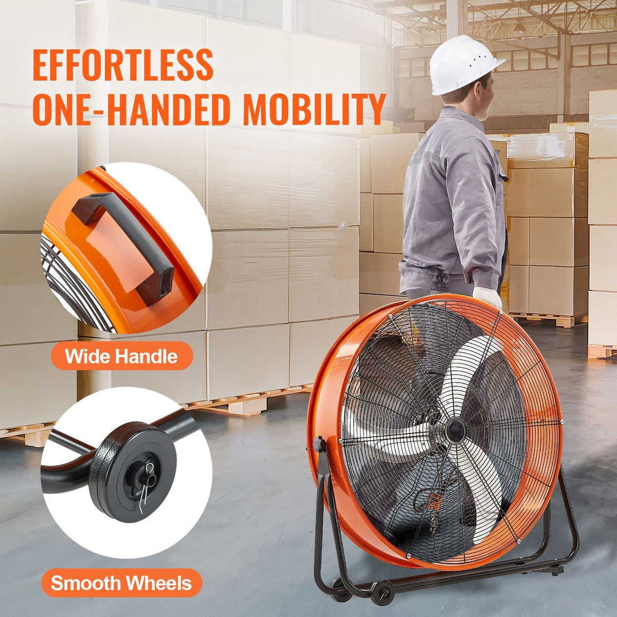 Drum Fan, 30 Inch High Velocity Industrial Shop Fan, Heavy Duty Commercial Use 3-Speed 13000CFM, 360°Adjustable Tilting Industrial Floor Fan for Warehouse,Workshop,Factory, Basement
