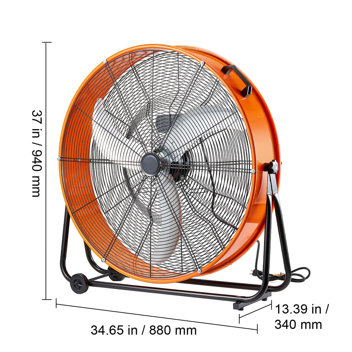 Drum Fan, 30 Inch High Velocity Industrial Shop Fan, Heavy Duty Commercial Use 3-Speed 13000CFM, 360°Adjustable Tilting Industrial Floor Fan for Warehouse,Workshop,Factory, Basement