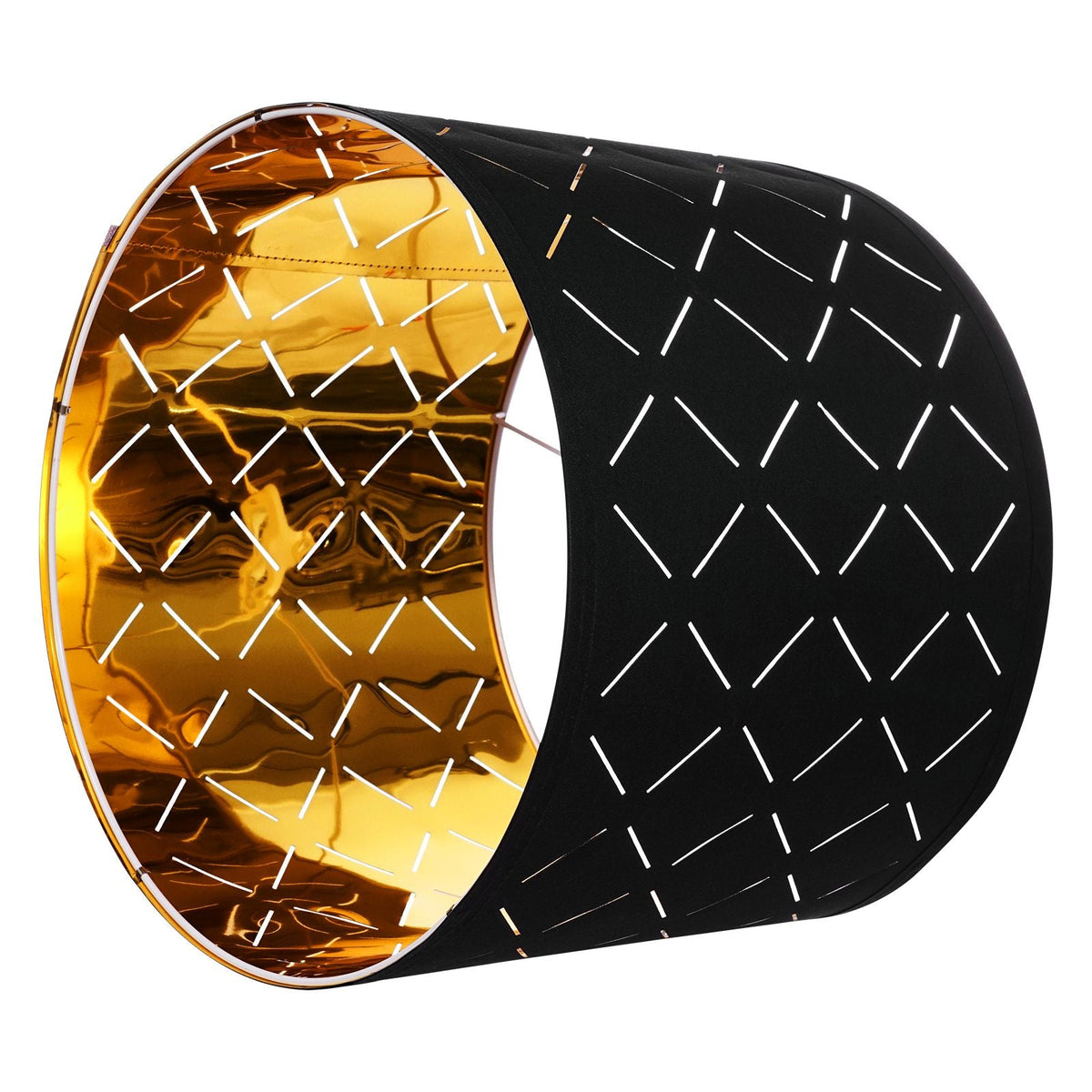 Drum Lamp Shade 2 Set, 13 in Top x 13 in Bottom x 10 in High, Medium Drum Lampshade with Harp, Replacement Lamp Shade for Table Lamps Floor Lamps Pendant Lights, Black Diamond Hollow Design