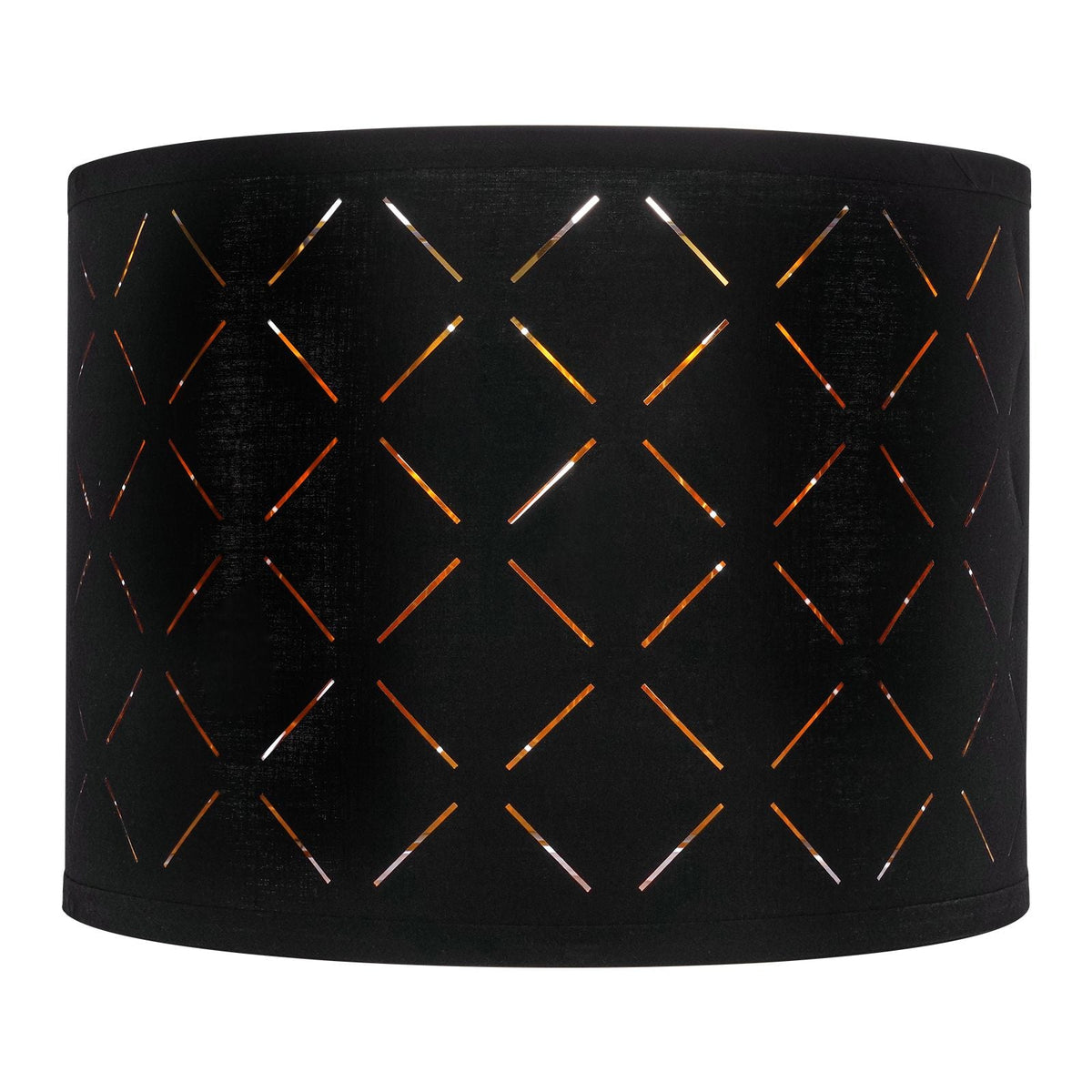 Drum Lamp Shade 2 Set, 13 in Top x 13 in Bottom x 10 in High, Medium Drum Lampshade with Harp, Replacement Lamp Shade for Table Lamps Floor Lamps Pendant Lights, Black Diamond Hollow Design