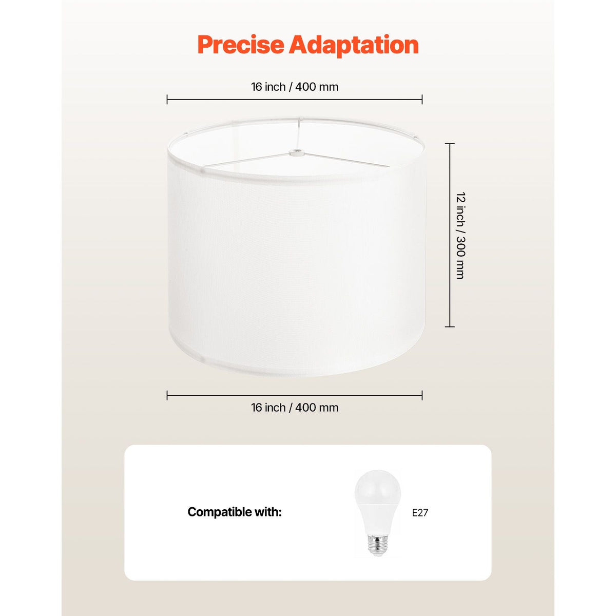 Drum Lamp Shade 2 Set, 16 in Top x 16 in Bottom x 12 in High, Large Lampshade with Harp, Replacement Lamp Shade for Table Lamps Floor Lamps Pendant Lights, Easy Assembly Required (Off-white)