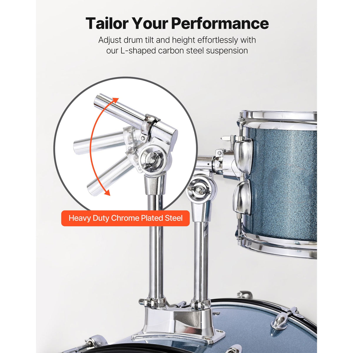 Drum Set, 5-Piece 22 in Junior Drum Sets, Beginner Drums Set with Adjustable Throne, Cymbal, and Drumsticks, Musical Learning Drums Instrument Kit, for Beginner, Teens & Student (Gravel Blue)
