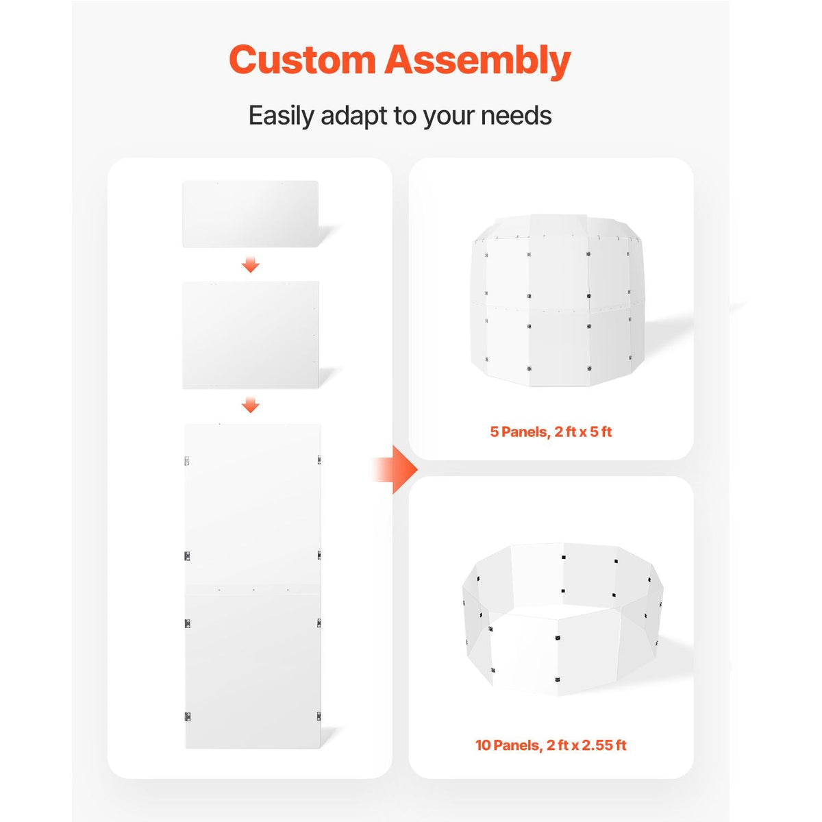 Drum Shield, 5 Panels 2ft x 5ft Portable Acrylic Drum Cage with Zinc Alloy Hinges and Deflectors for Church Concert Halls, Drum Shields Drum Sound Barrier Suitable for Practice and Performance